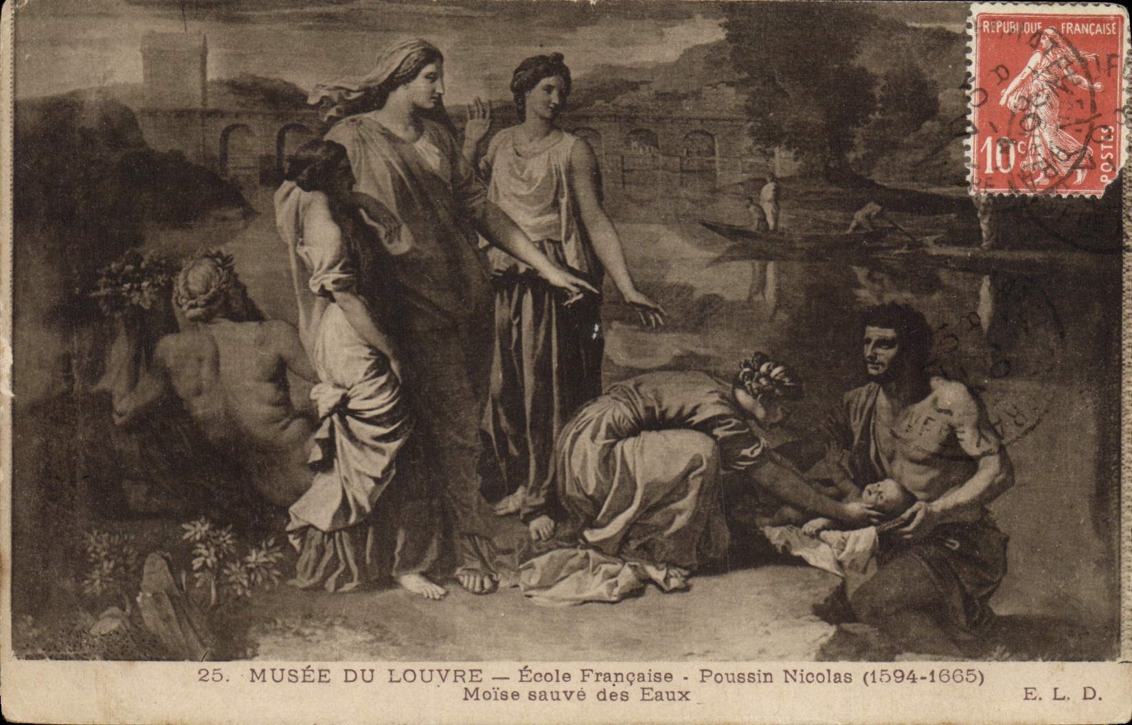 Vintage Postcards Musee of Louvre Poussin Nicolas Brace safe water