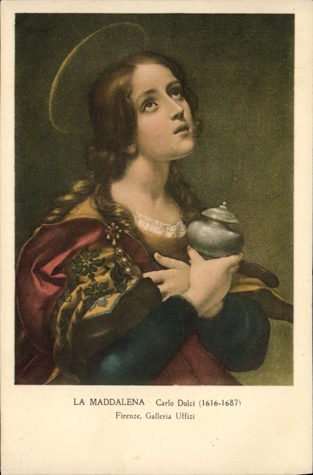 Vintage Postcard Maddalena Carlo Dolci Firenze Galleria Uffizi