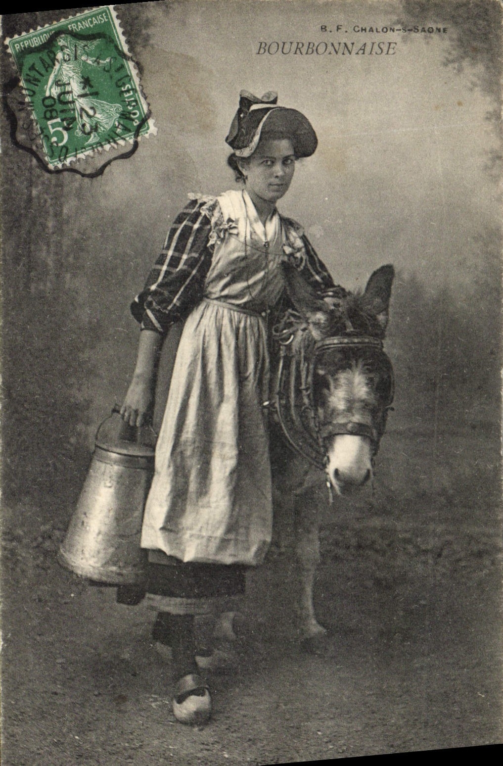 Vintage Postcard Folklore Bourbonnaise Donkey Mule