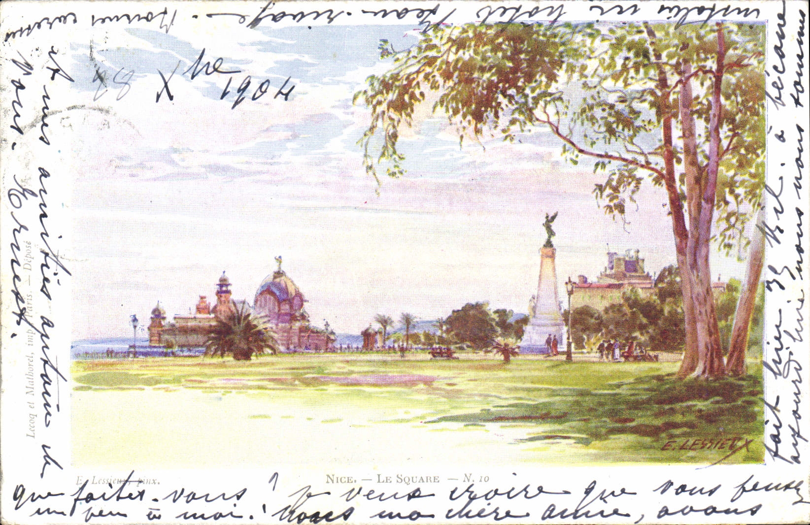 Vintage Postcard Fantasy Nice Illustrator the public garden