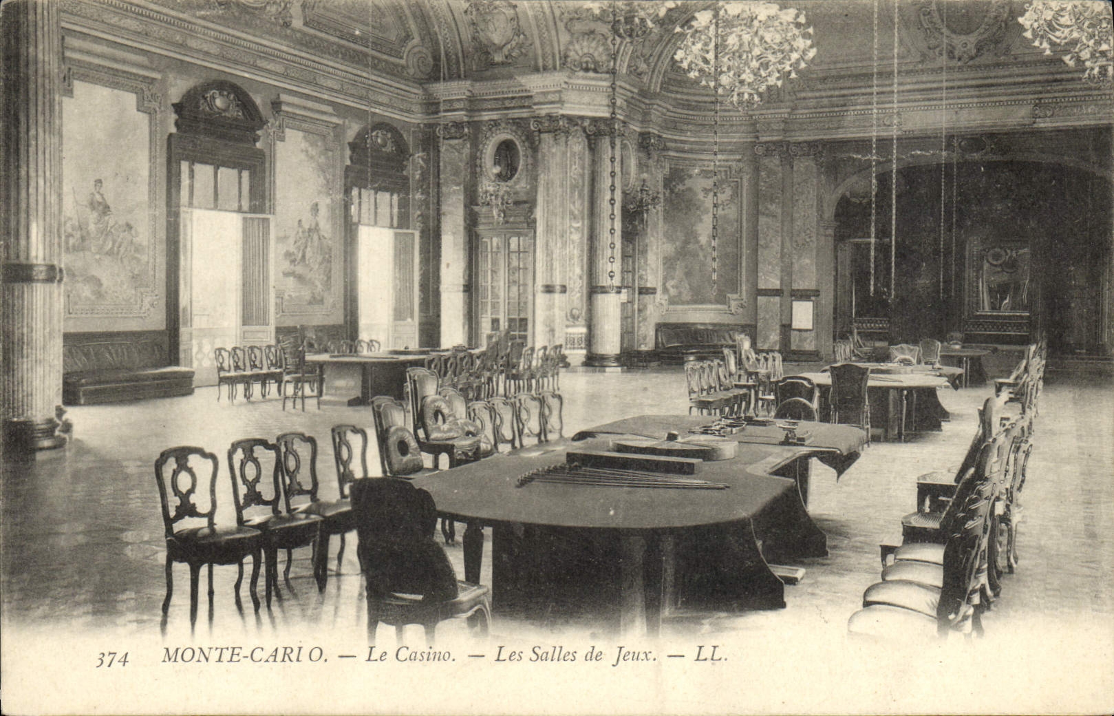 Vintage Postcard Monte Carlo Casino gaming rooms