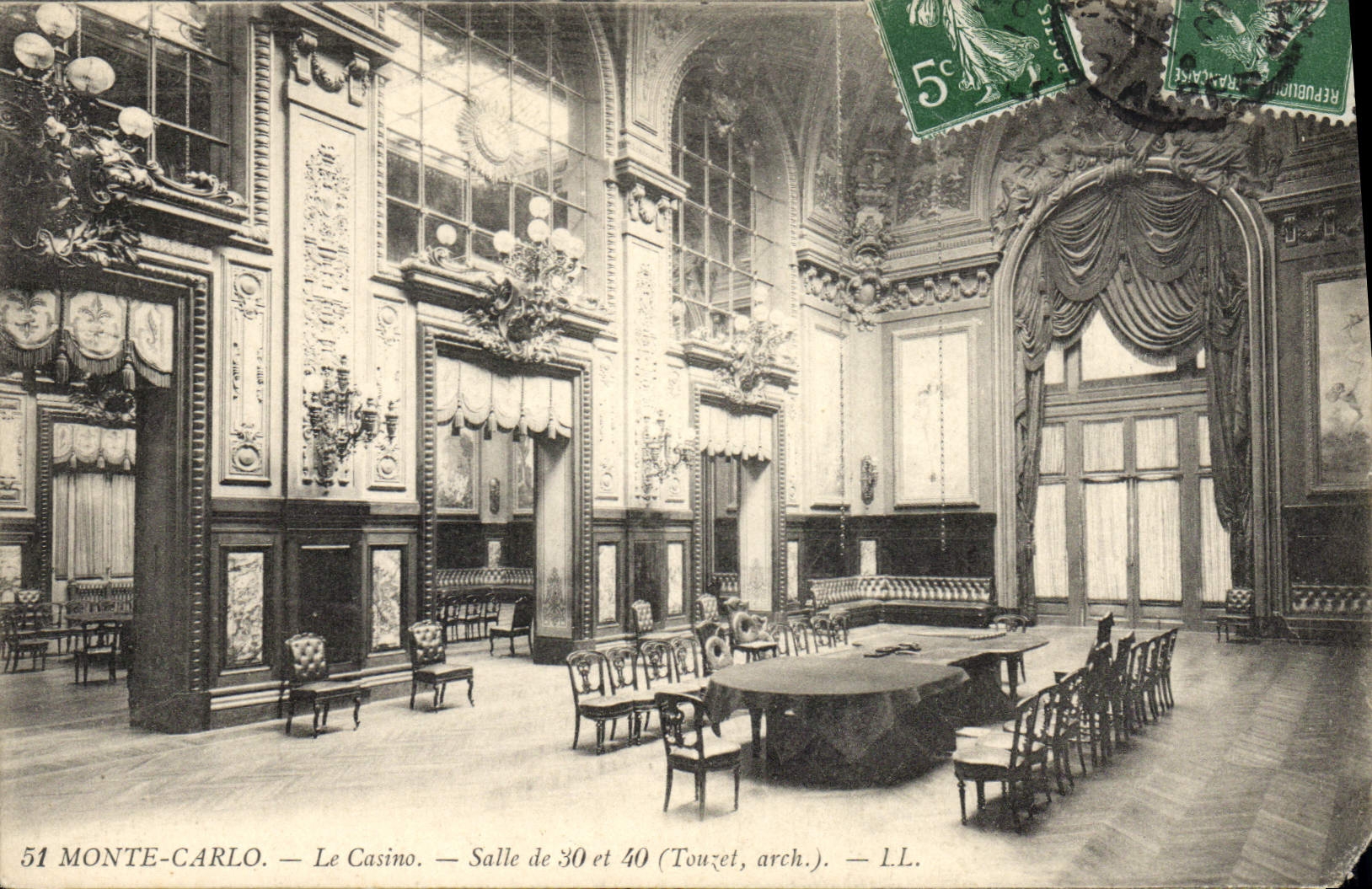 Vintage Postcard Casino Monte Carlo Room of 30 and 40