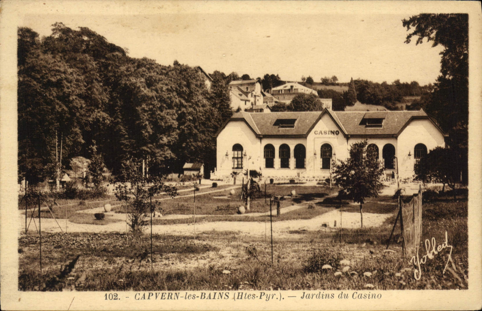 Vintage Postcard Capvern Casino the Baths Gardens of the casino