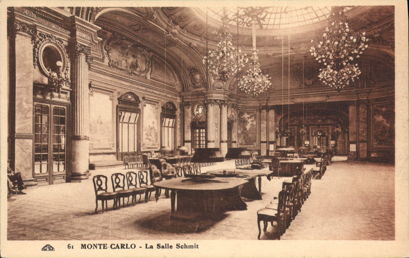 Vintage Postcard Monte Carlo Casino the room Schmit