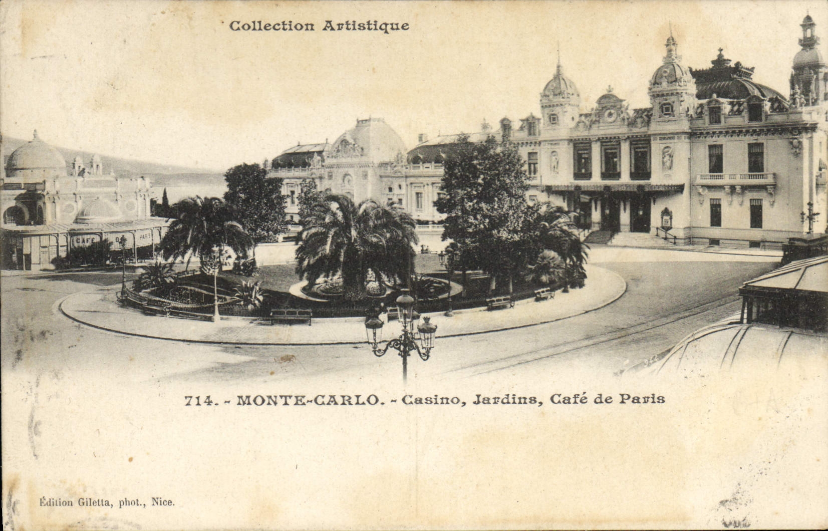 Vintage Postcard Casino Monte Carlo Casino Gardens Coffee of Paris