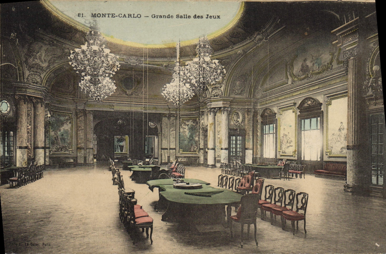 Vintage Postcard Casino Monte Carlo Big room of plays