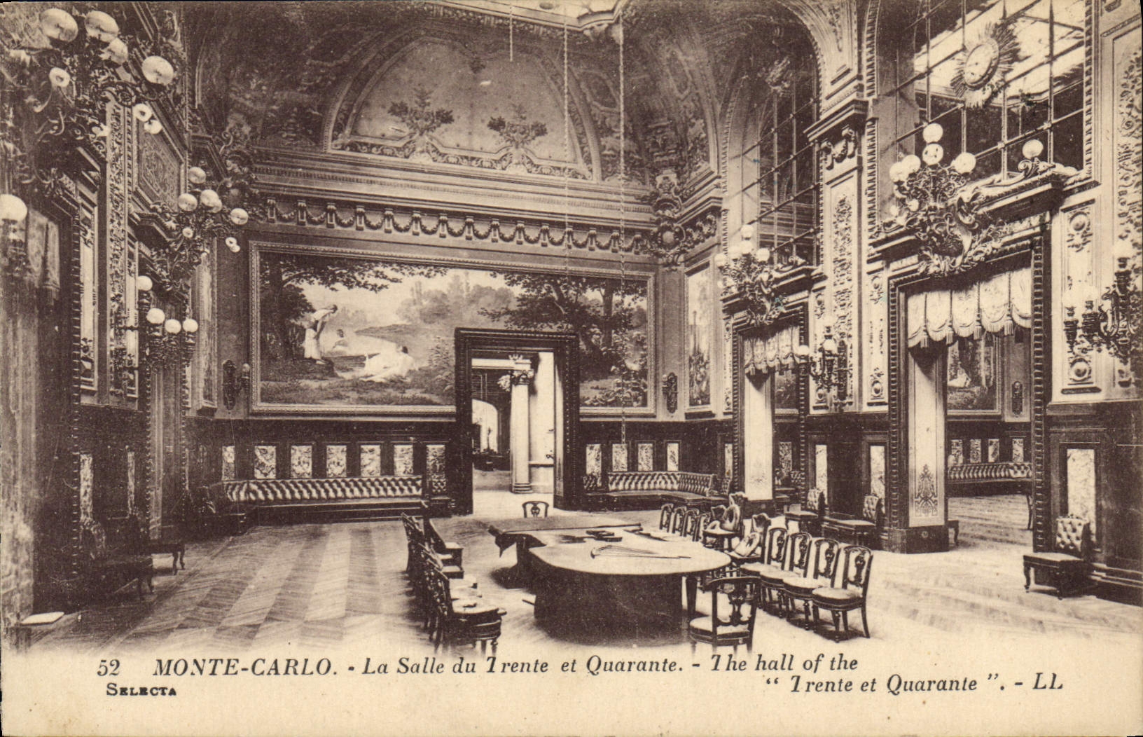 Vintage Postcard Monte Carlo Casino the room of the Thirty and Forty