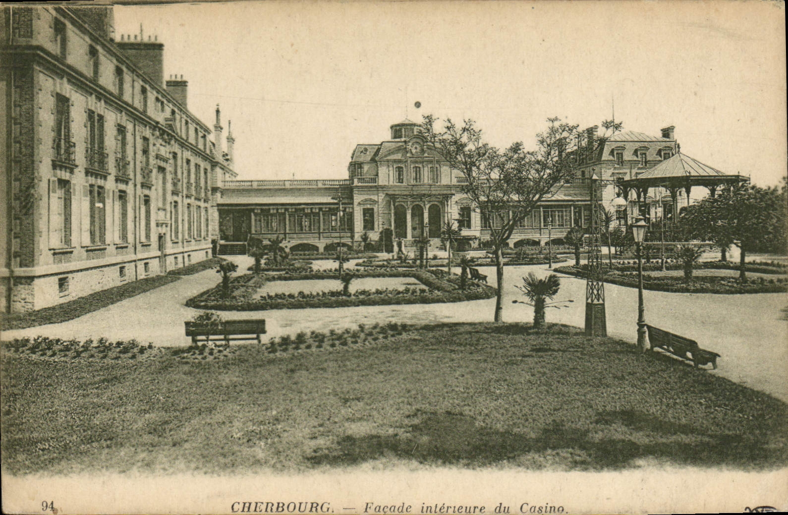 Vintage Postcard Casino Cherbourg Facade interior