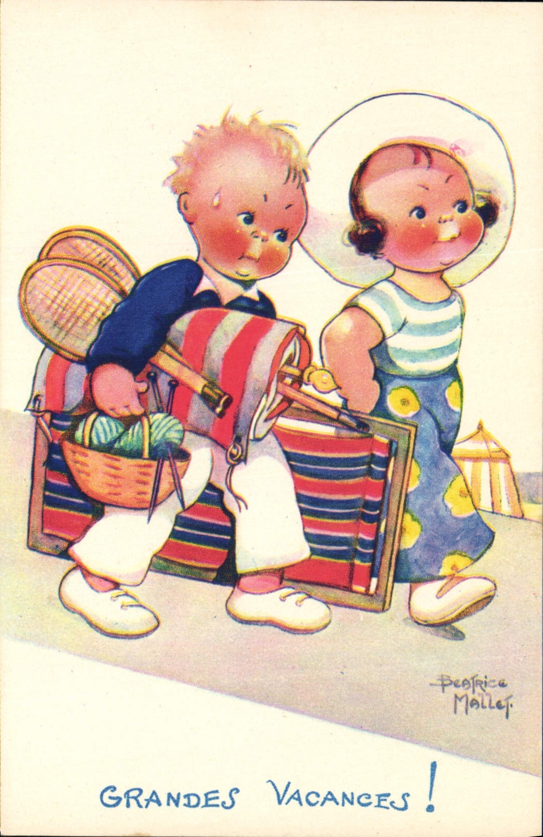 Large Vintage Postcards Fantasy Illustrator Mallet Child vaances