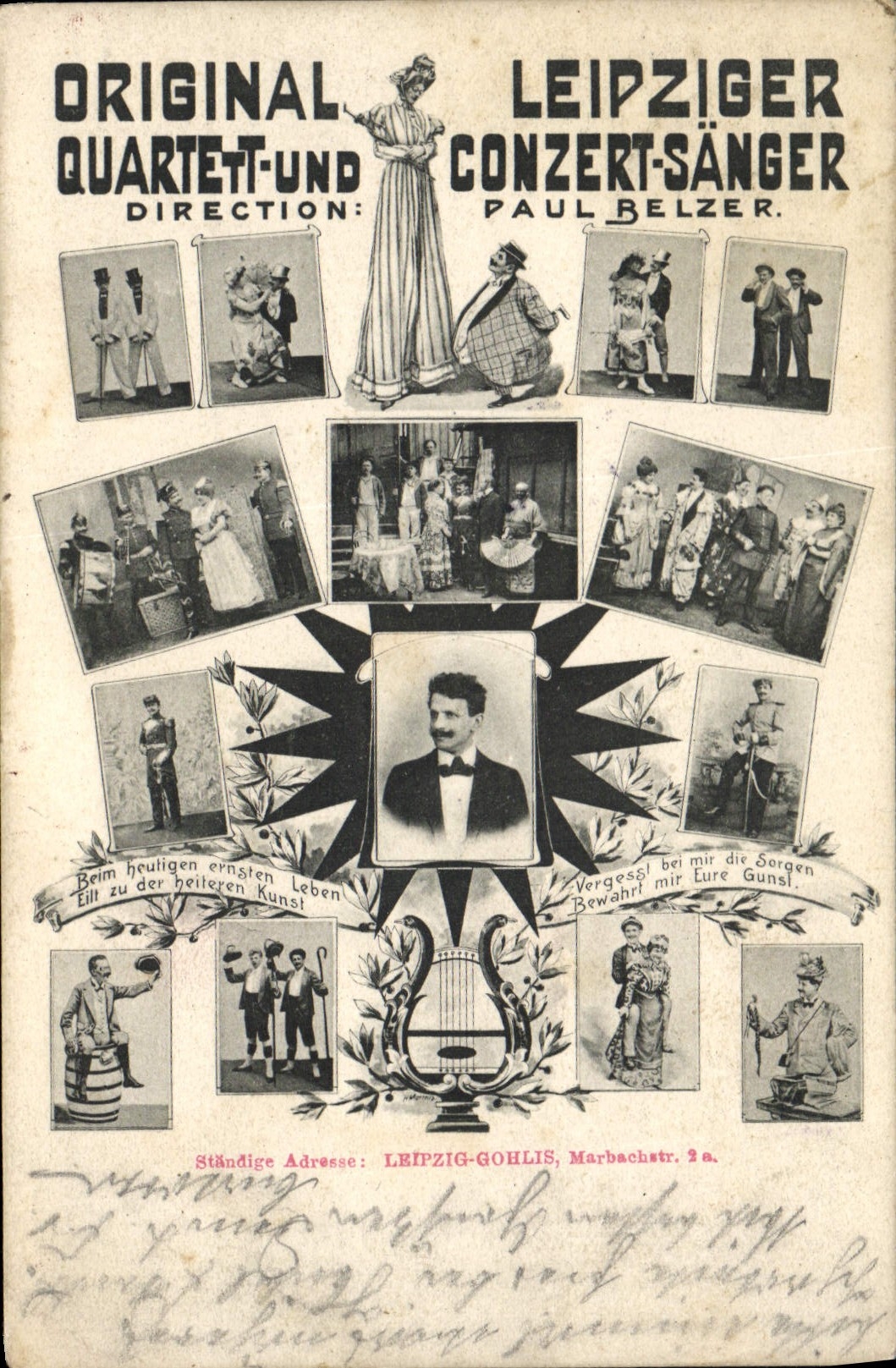 Postal Original Leipziger Cuarteto Paul Belzer