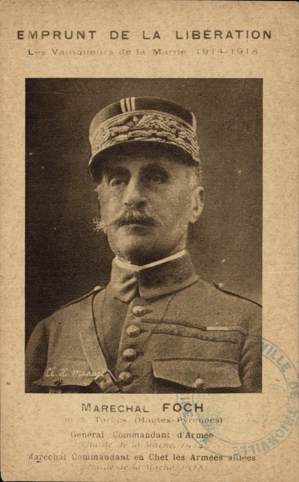 Postal Militaria Mariscal Foch Empréstito de la Liberación