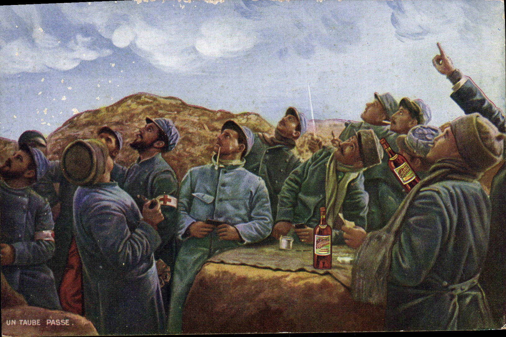 CPA Militaria Un taube passe Dubonnet Vin Quinquina 