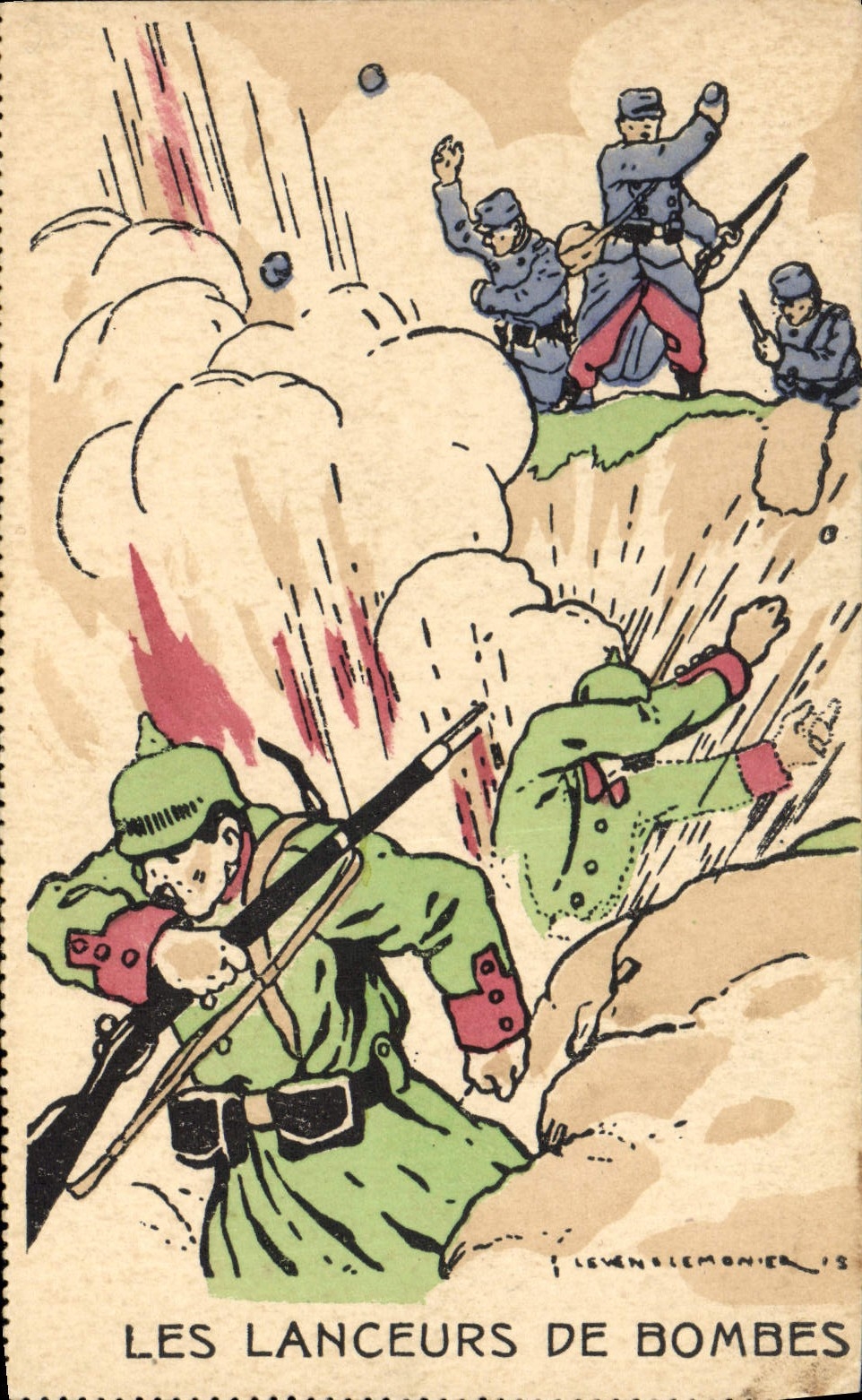 CPA Militaria Les lanceurs de bombe 