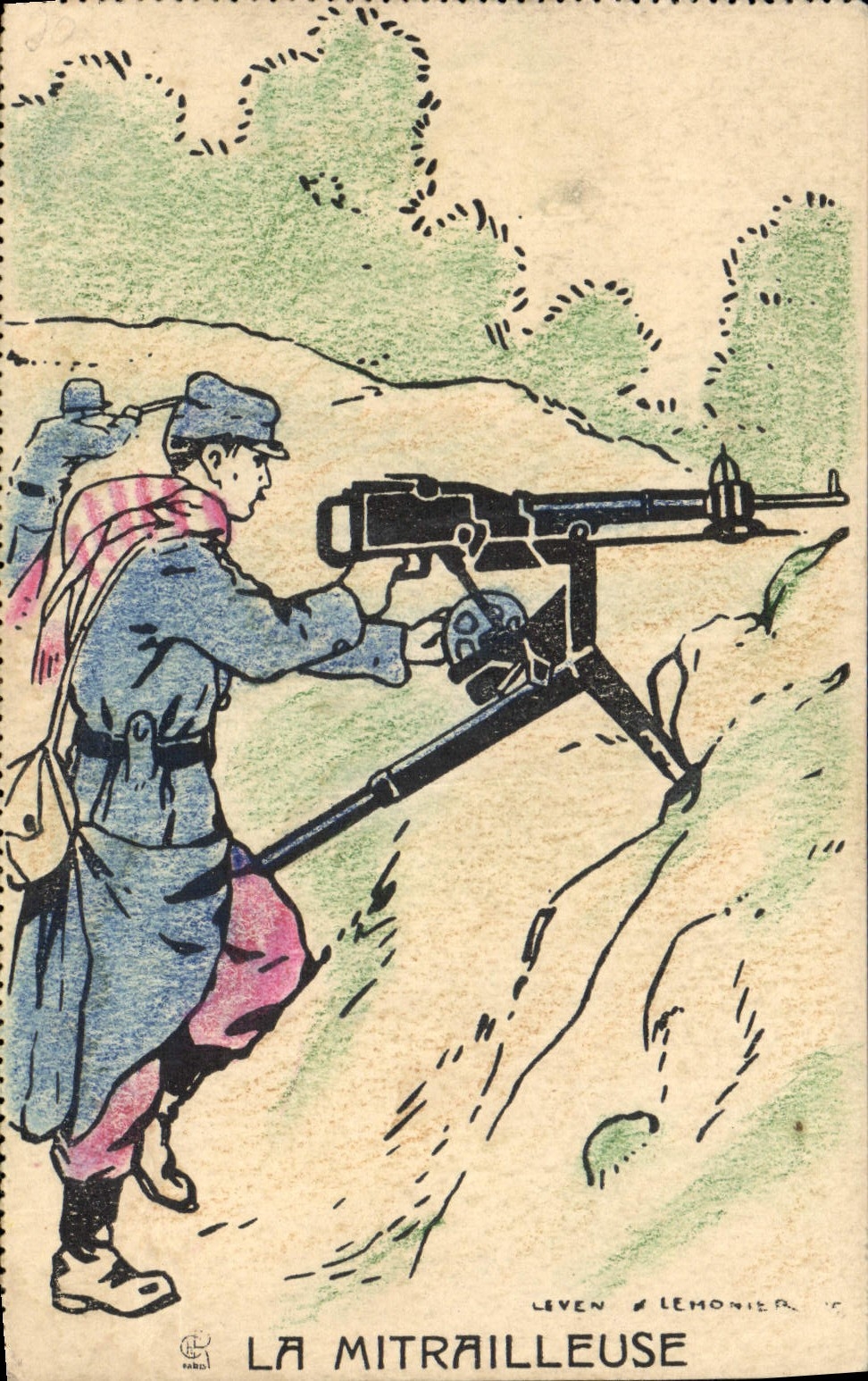 CPA Militaria La mitrailleuse 