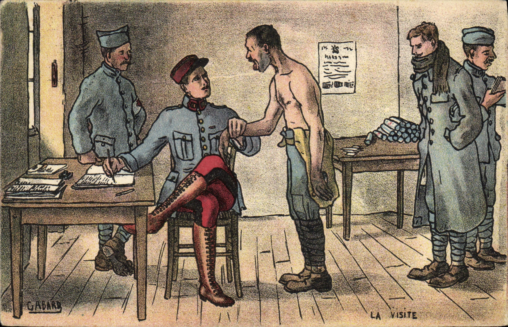 Vintage Postcard Militaria the visit Doctor