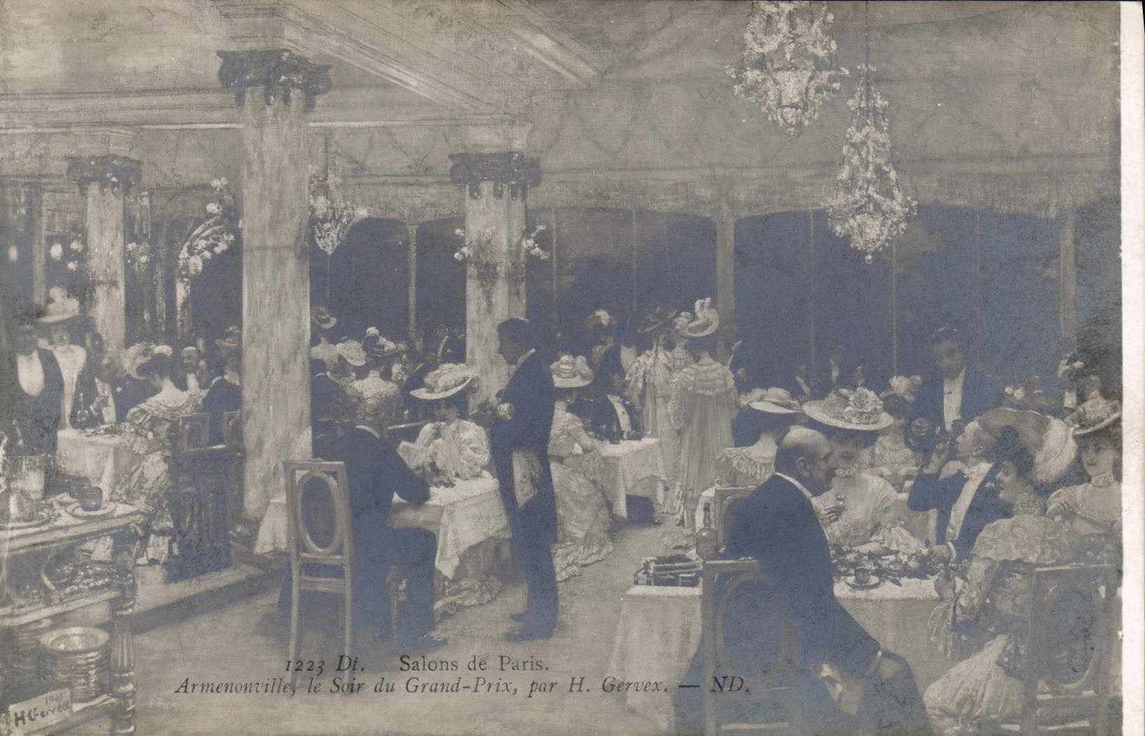 Vintage Postcard Living rooms of Paris Armenonville the evening of the Gervex Grand Prix