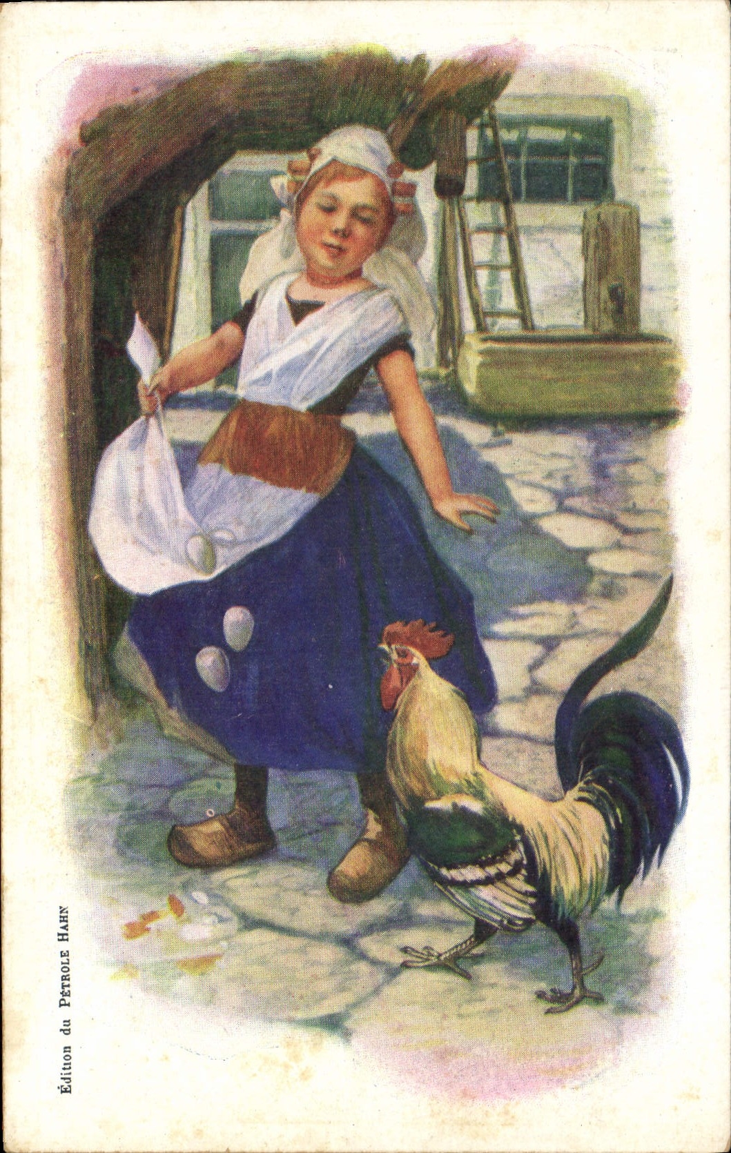 Vintage Postcard Fantasy Illustrator Woman Cock