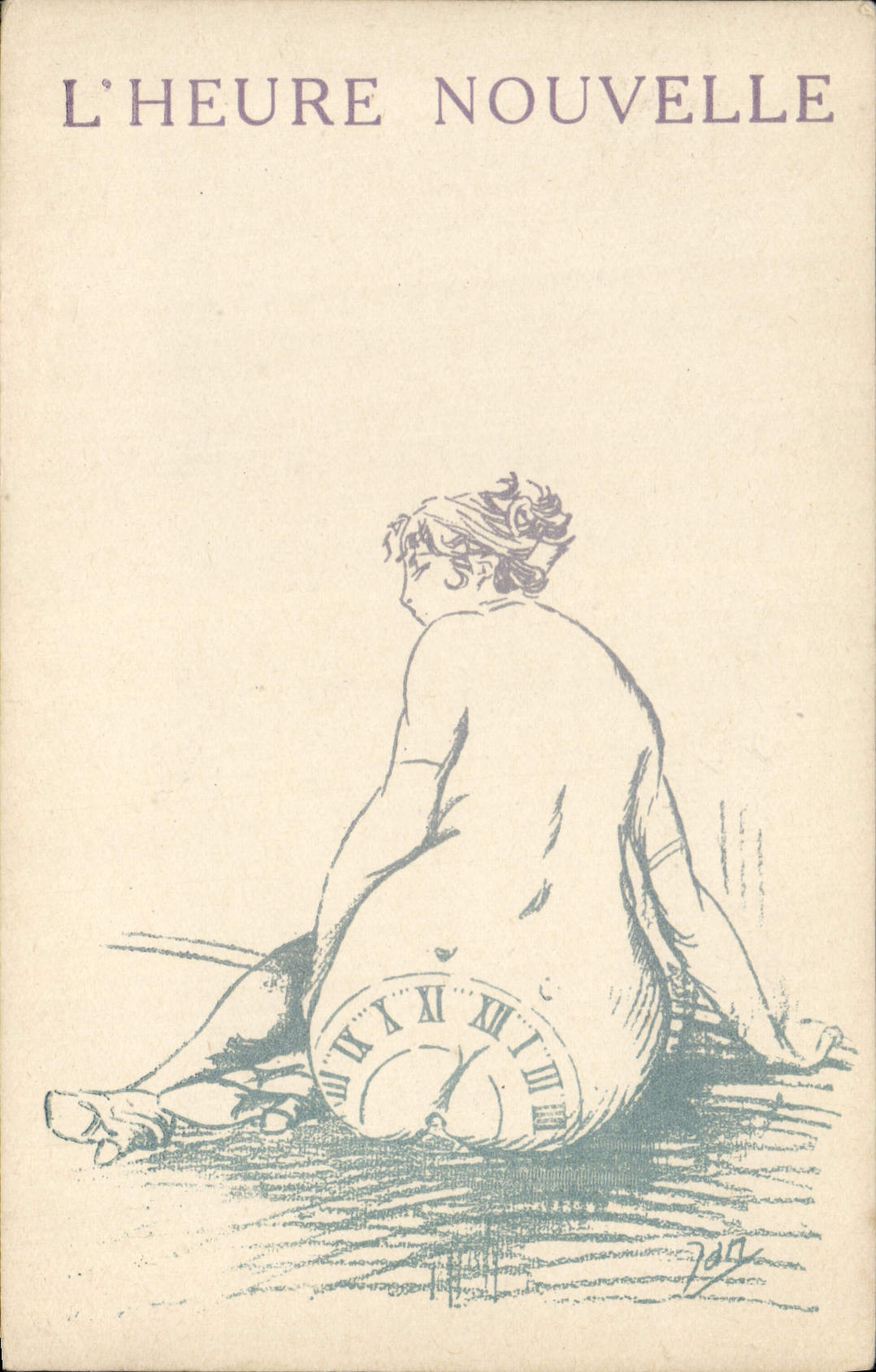 Vintage Postcard Fantasy Illustrator Woman the new hour