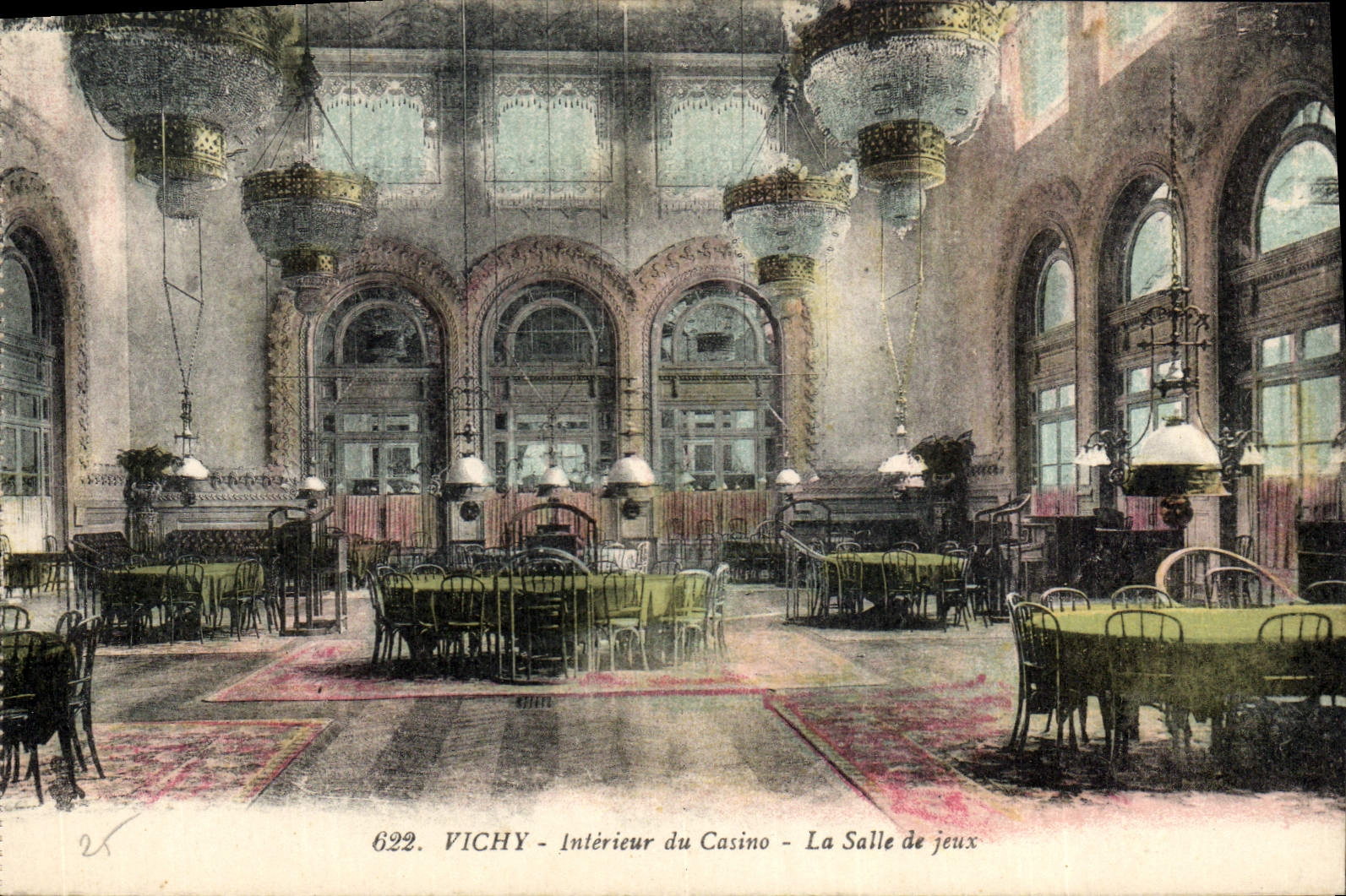 Vintage Postcard Interior of the Vichy Casino the gaming room