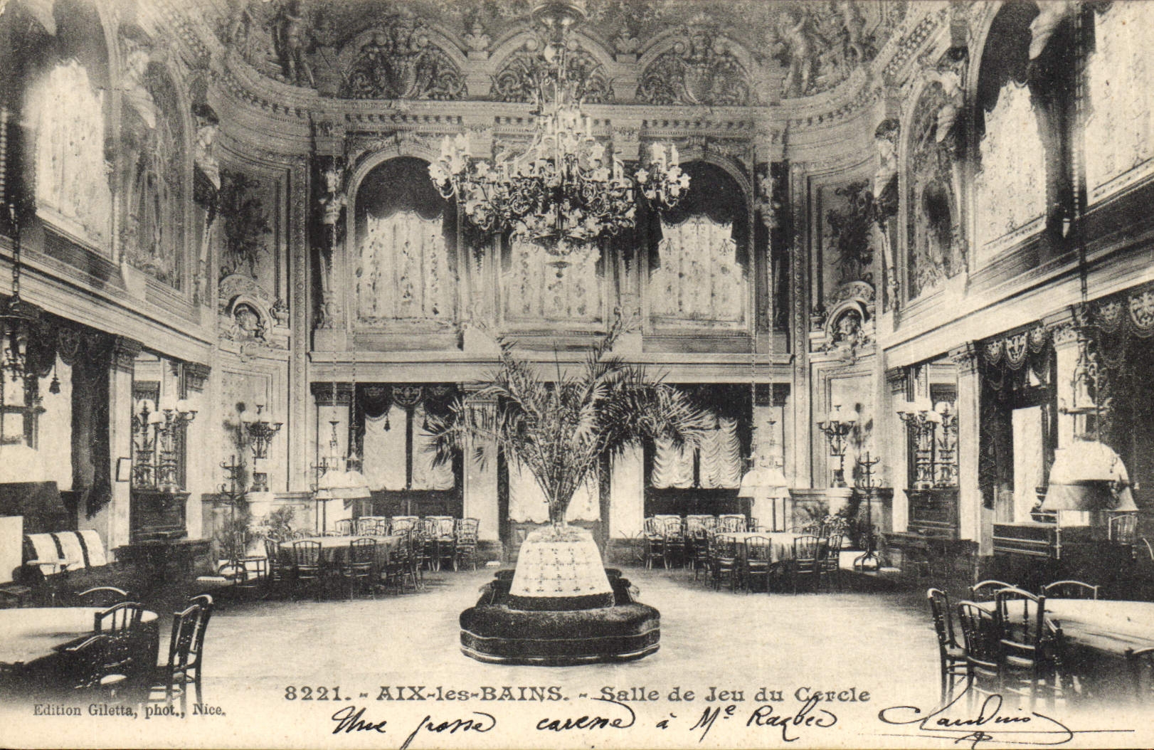 Vintage Postcard Aix Casino the Baths Gaming room of the Circle