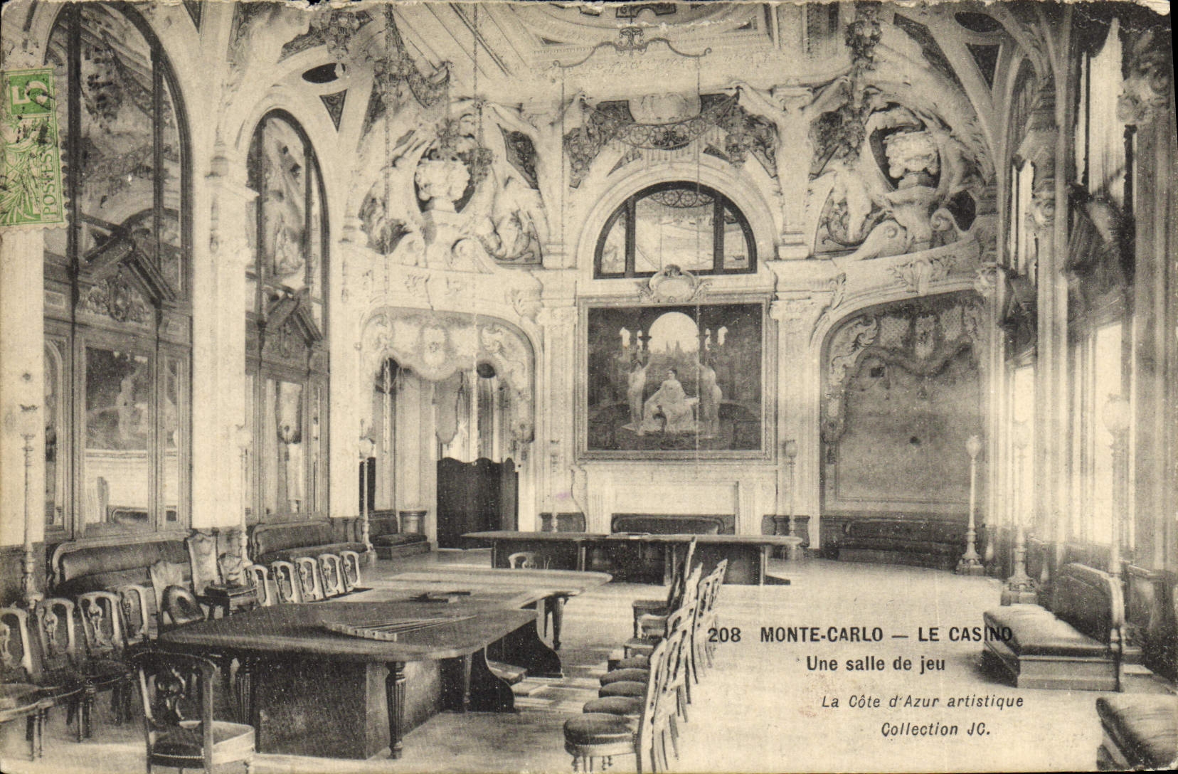 Vintage Postcard Monte Carlo Casino a gaming room