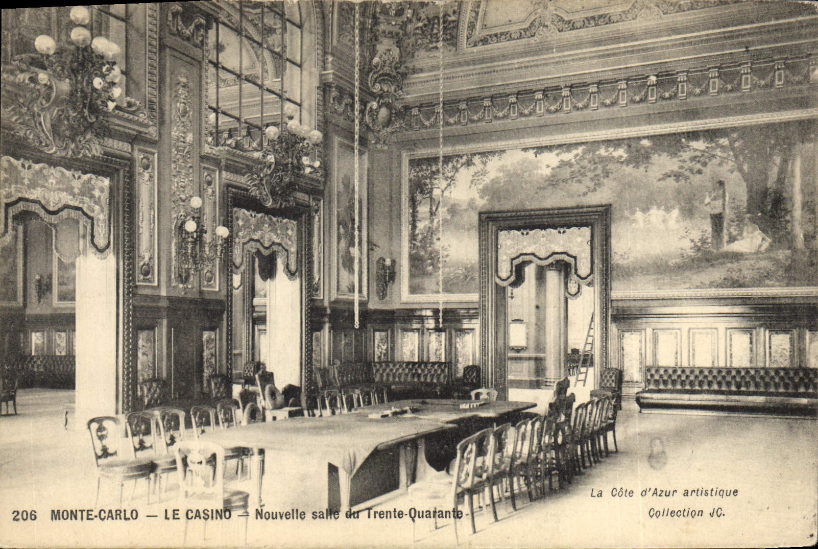 Vintage Postcard Monte Carlo Casino the casino New room of the Thirty Forty