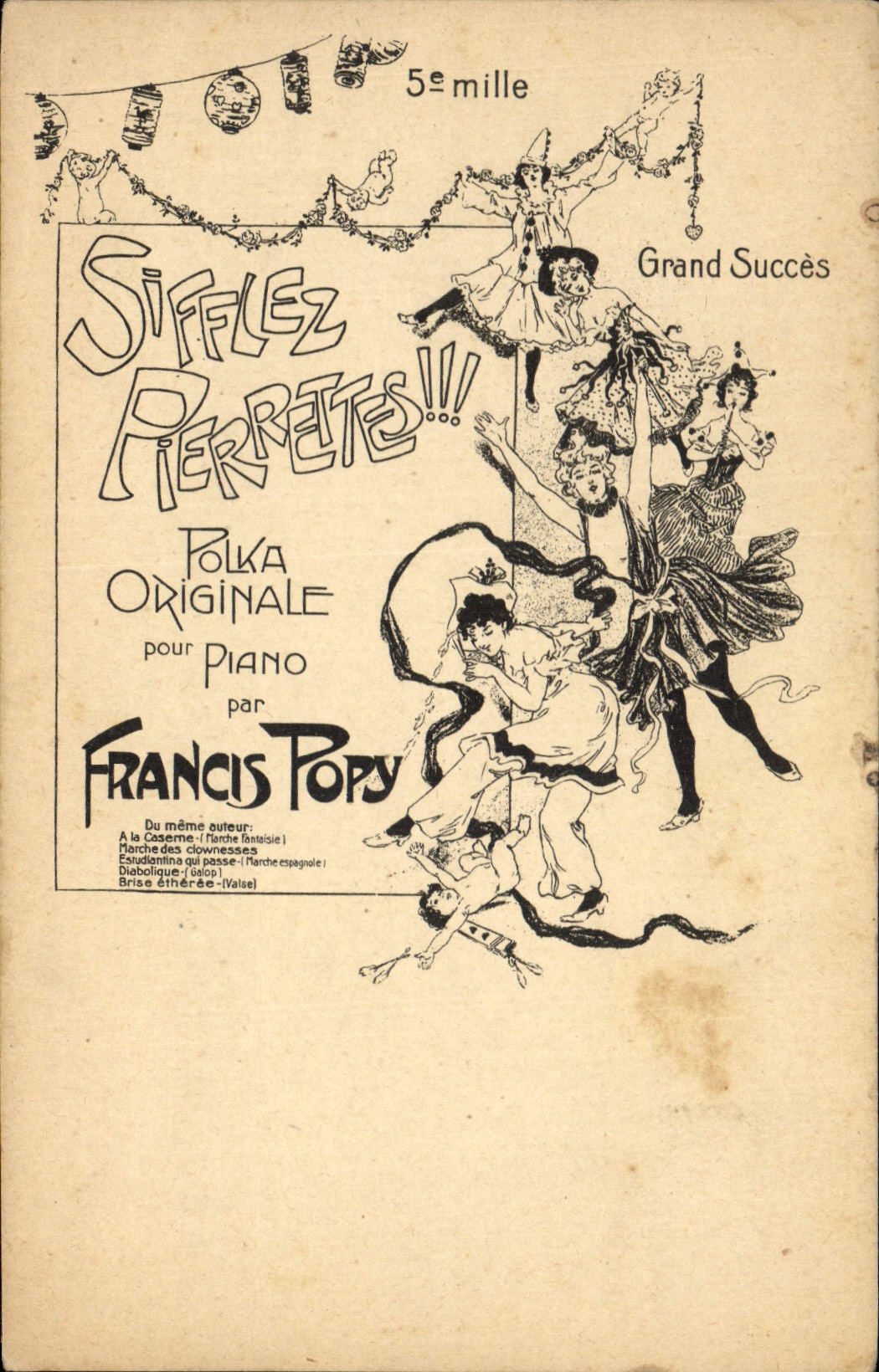 Postal silban Guijarros Polca original para piano Francis Popy