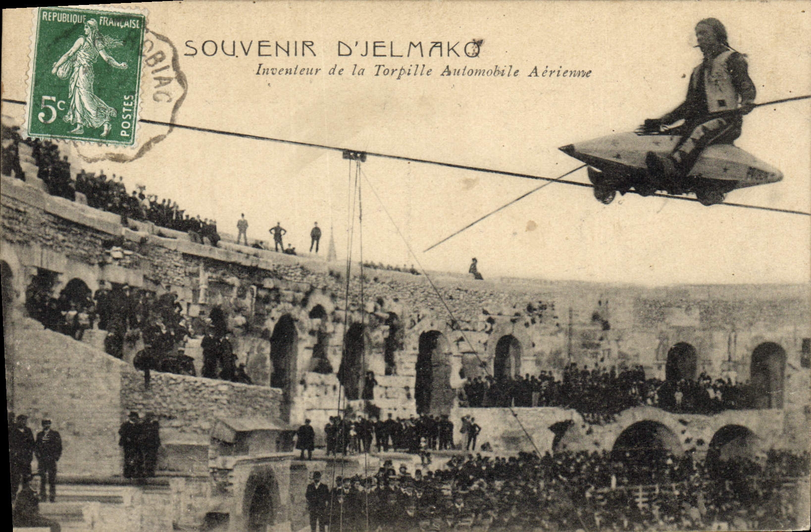 Postal Recuerdo de Jelmako Inventivo del torpedo automóvil aéreo