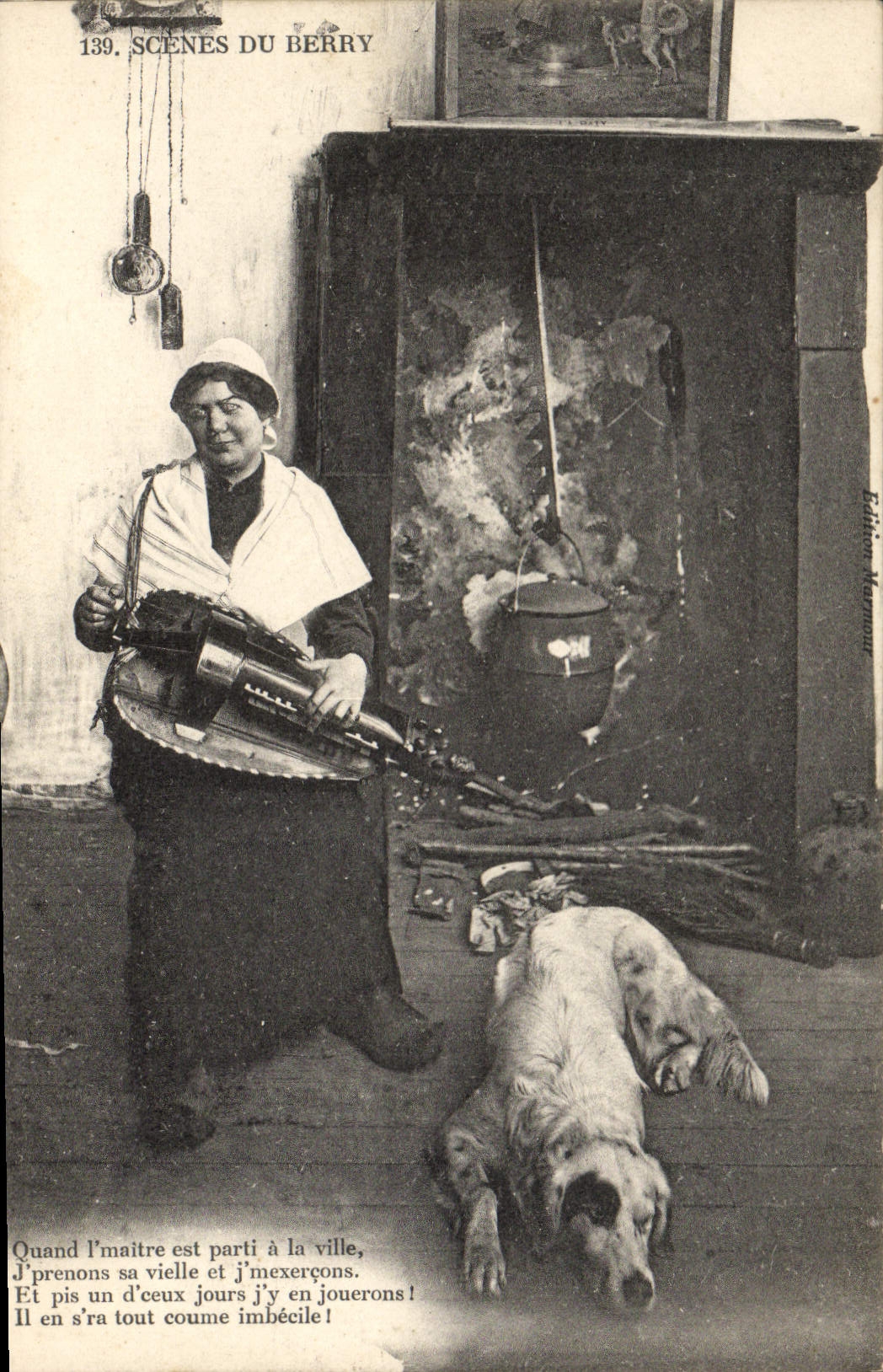CPA Folklore Les scenes du Berry Chien