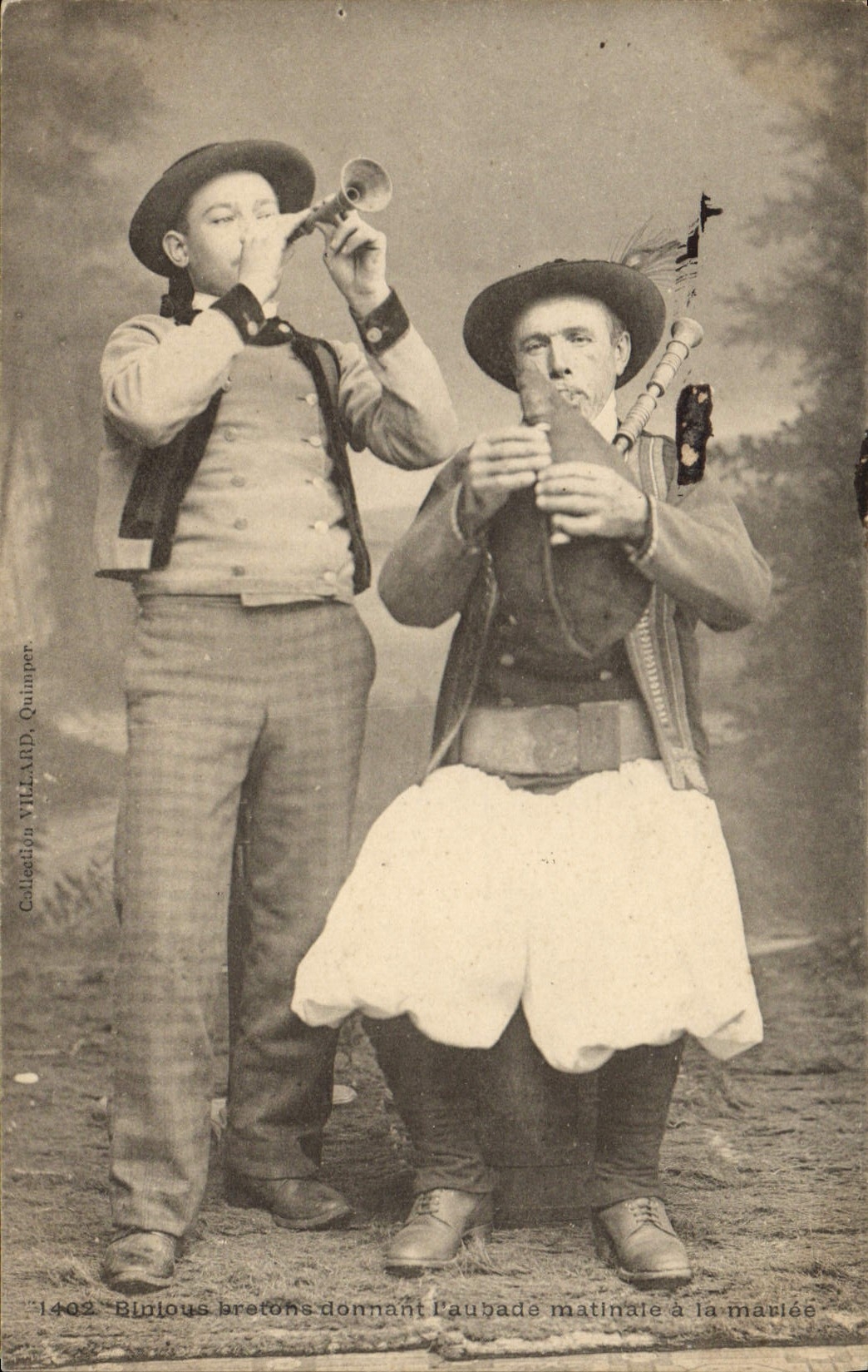 Vintage Postcard Folklore Brittany Bagpipes