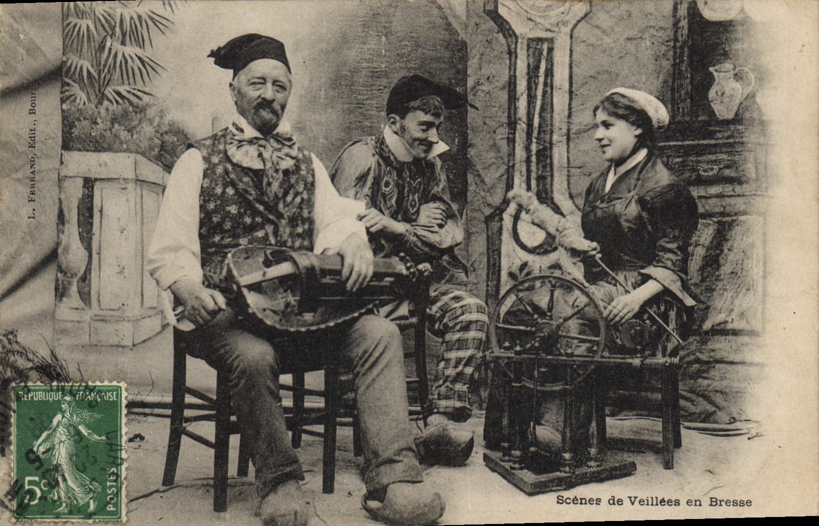 Vintage Postcard Folklore Scenes of Veillees in Bresse