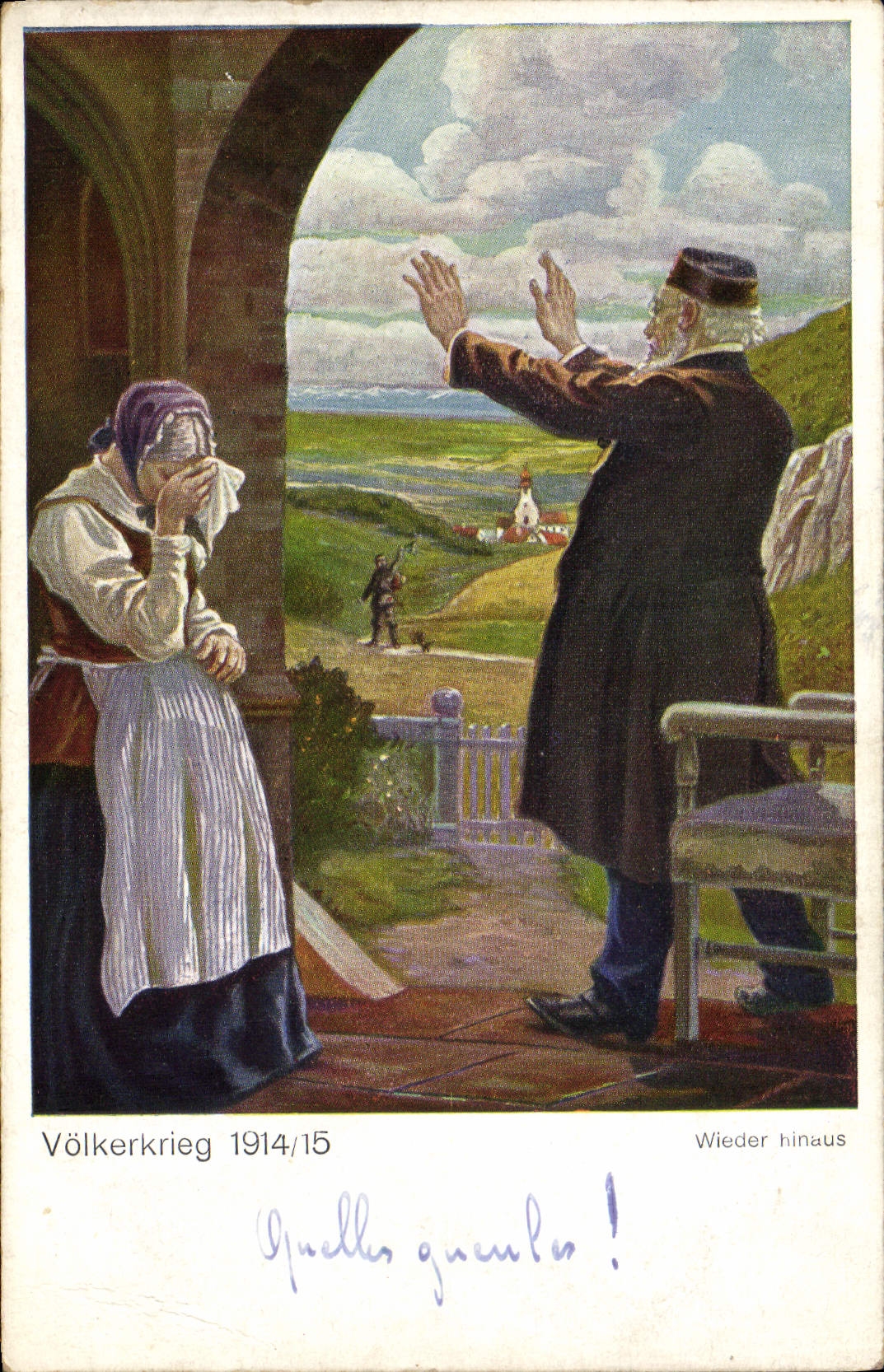 Vintage Postcard Militaria Wieder Hinaus