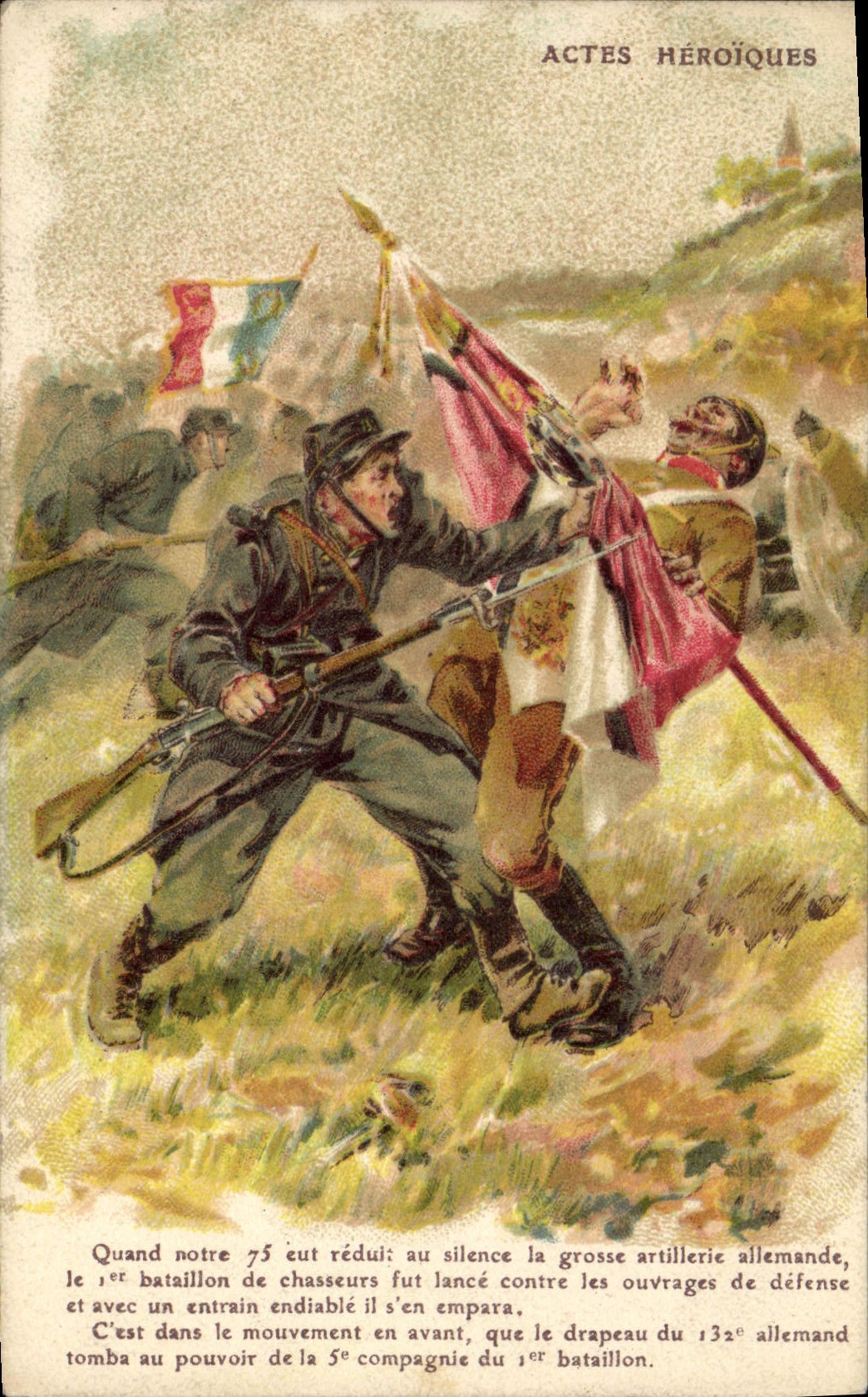 Vintage Postcard Militaria heroic Acts