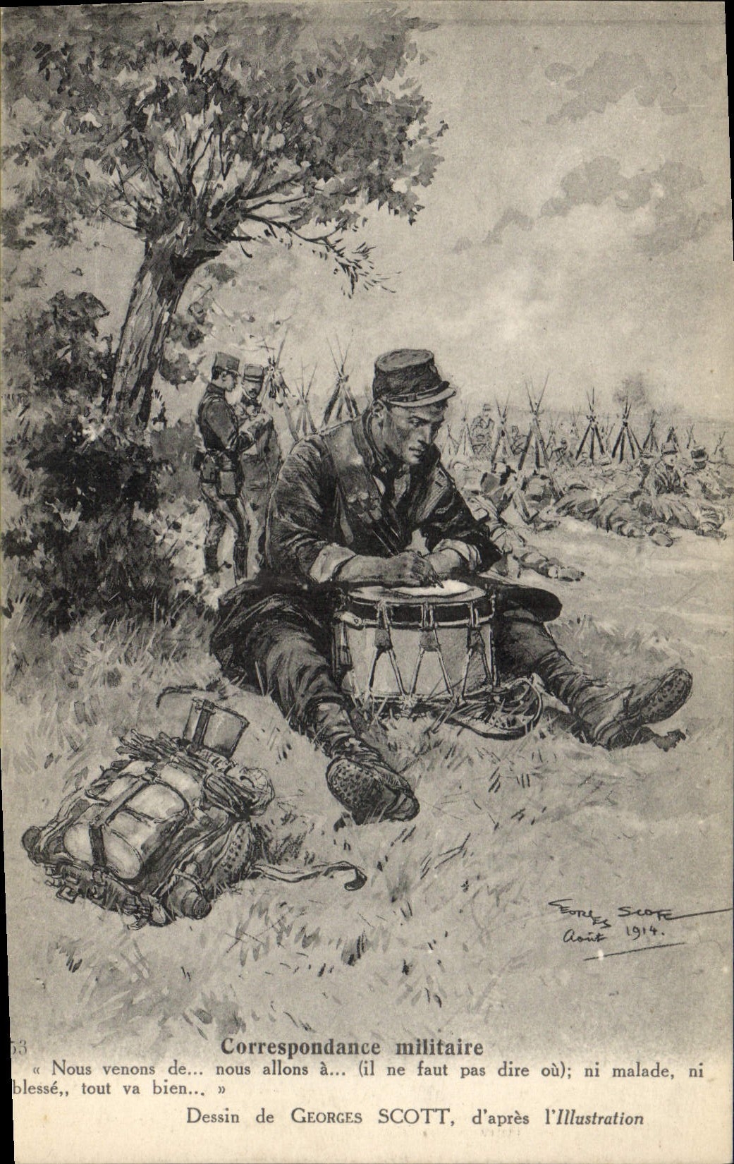 CPA Militaria Correspondance militaire Georges Scott L'Illustration