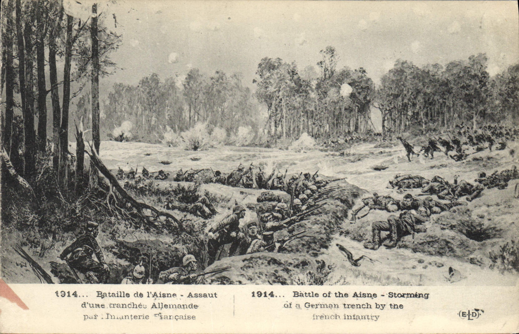 CPA Militaria Bataille de l'Aisne Assaut d'une tranchee allemande