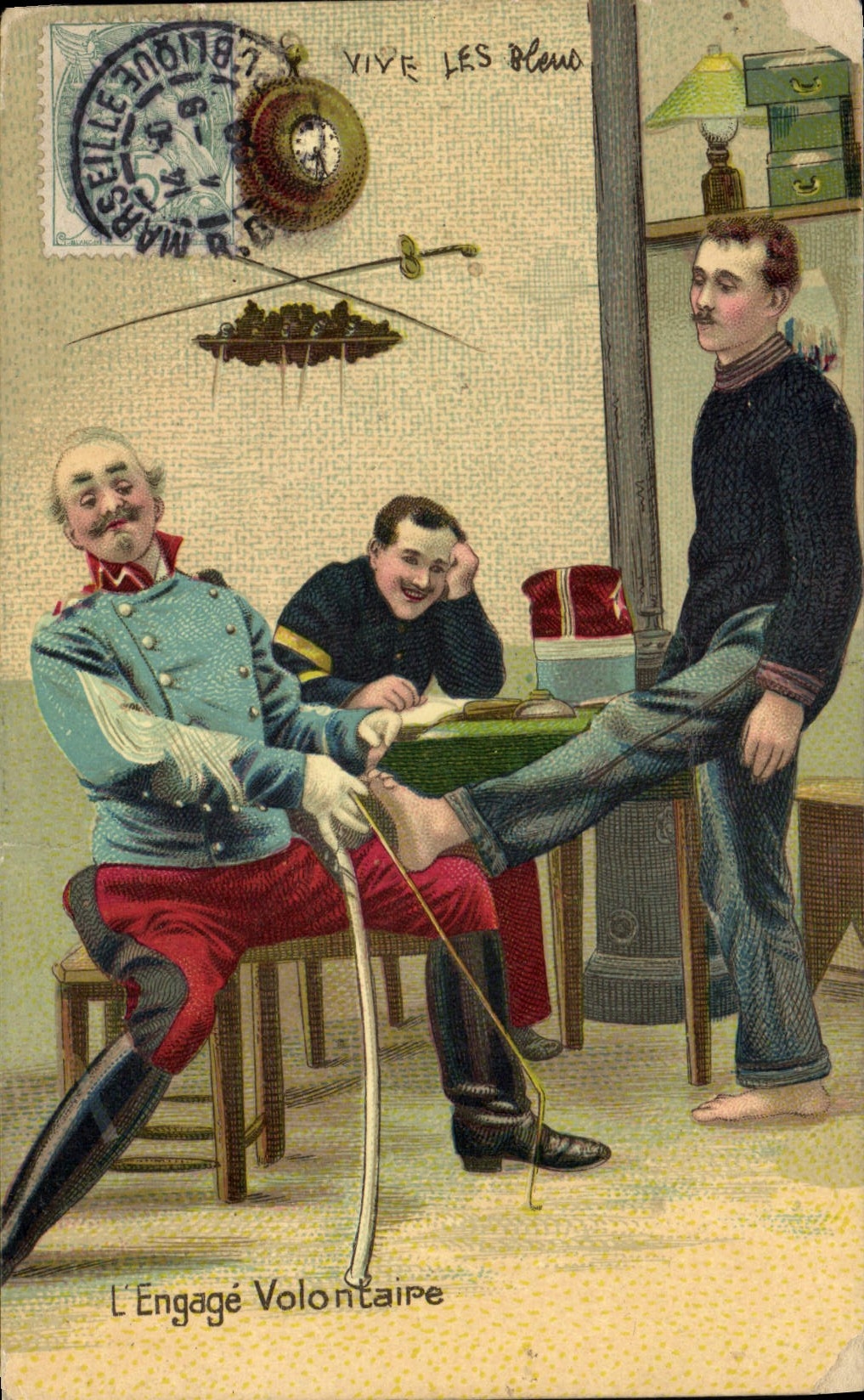 Vintage Postcard Militaria engages It voluntary