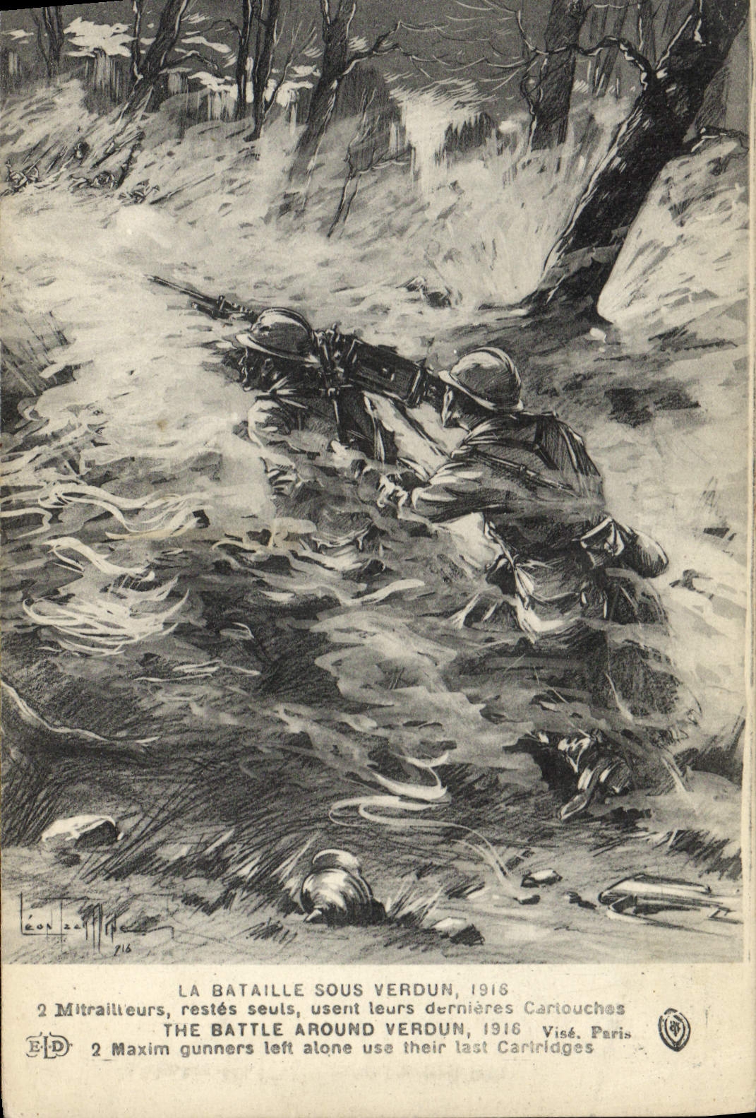 CPA Militaria La bataille sous VErdun 1916