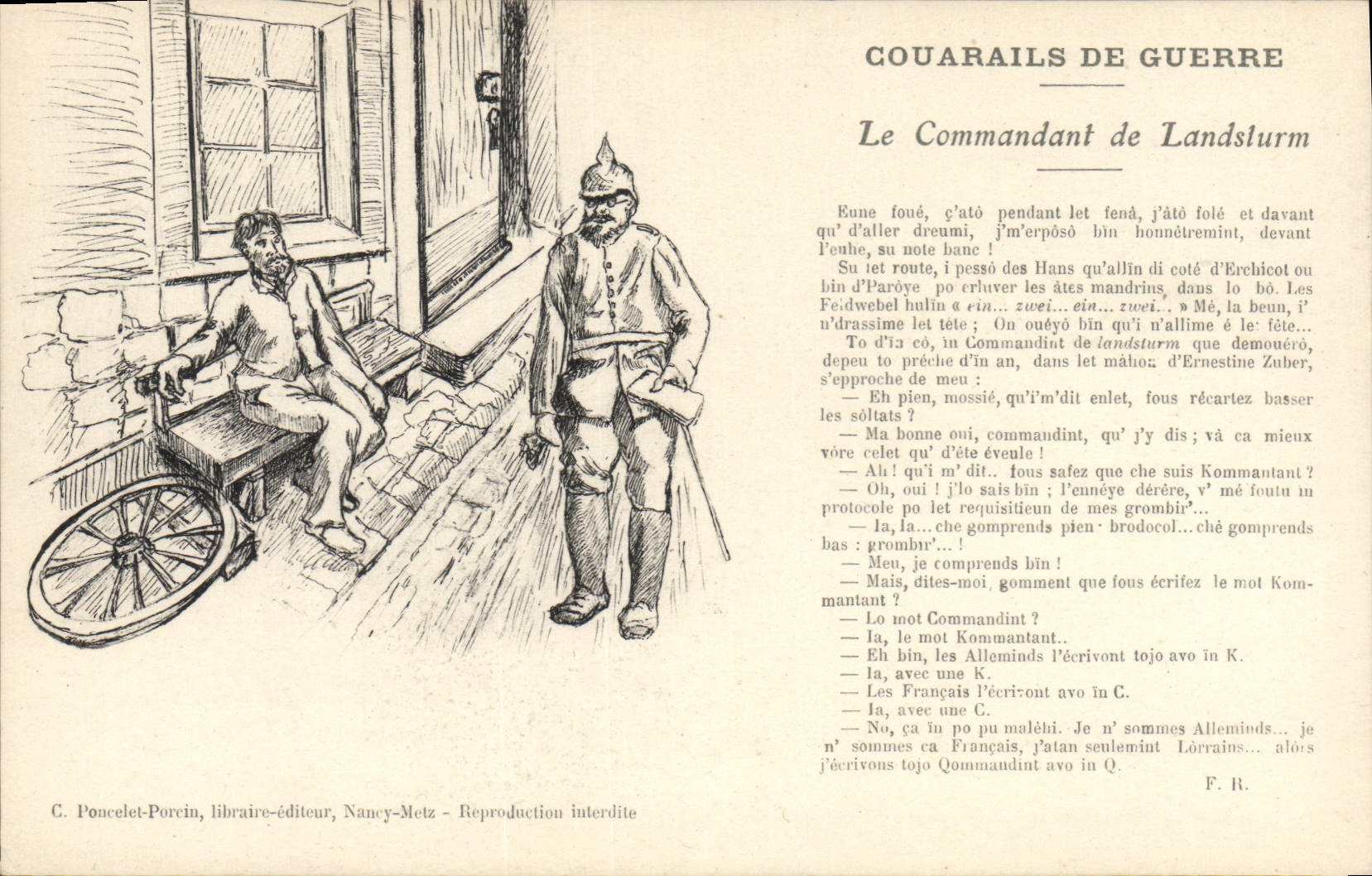 Vintage Postcard Militaria Couarails of war the commander de Landsturm