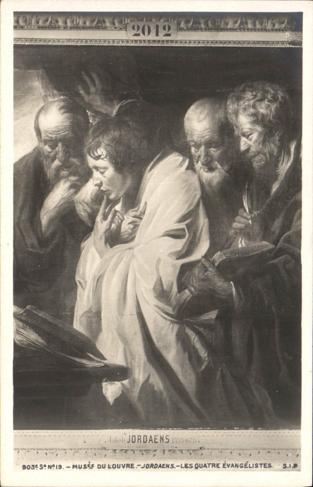 Postal Jordaens París Vagar del Louvre los cuatro evangelistas