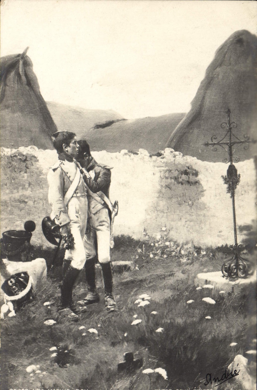 Vintage Postcard Between two stages Marius Roy