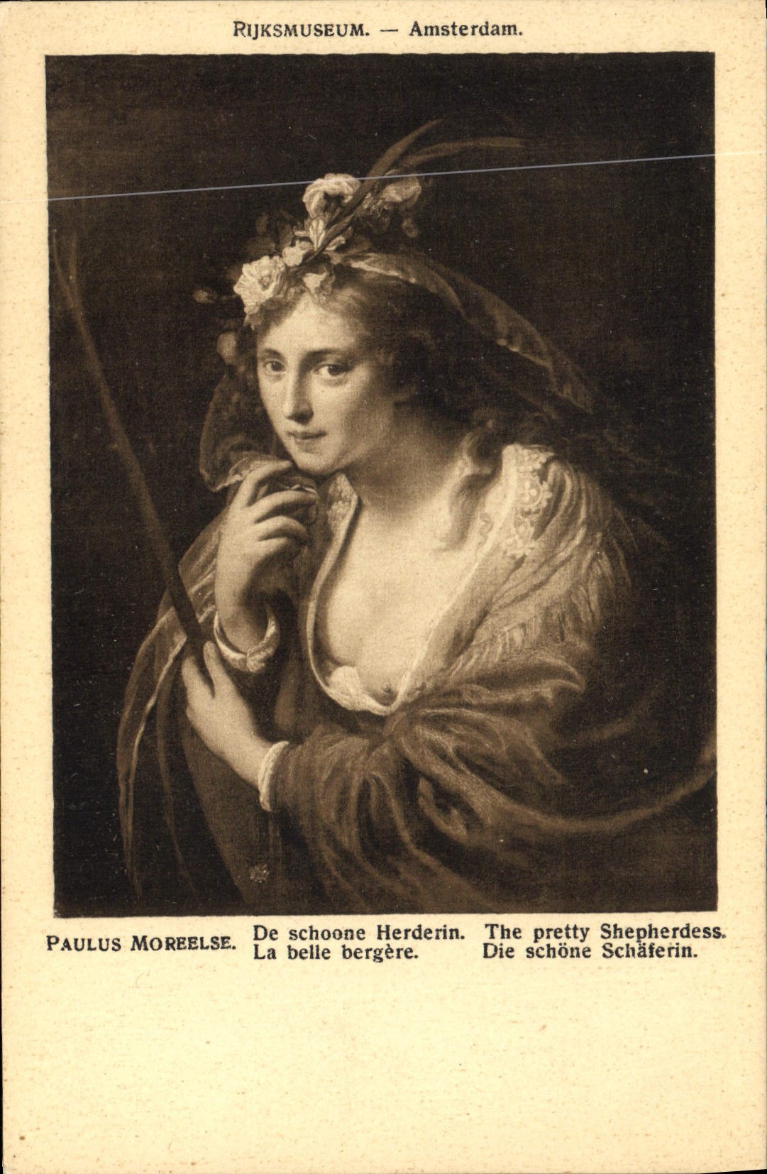 Vintage Postcard Rijksmuseum Amsterdam Paulus Moreelse the beautiful shepherdess