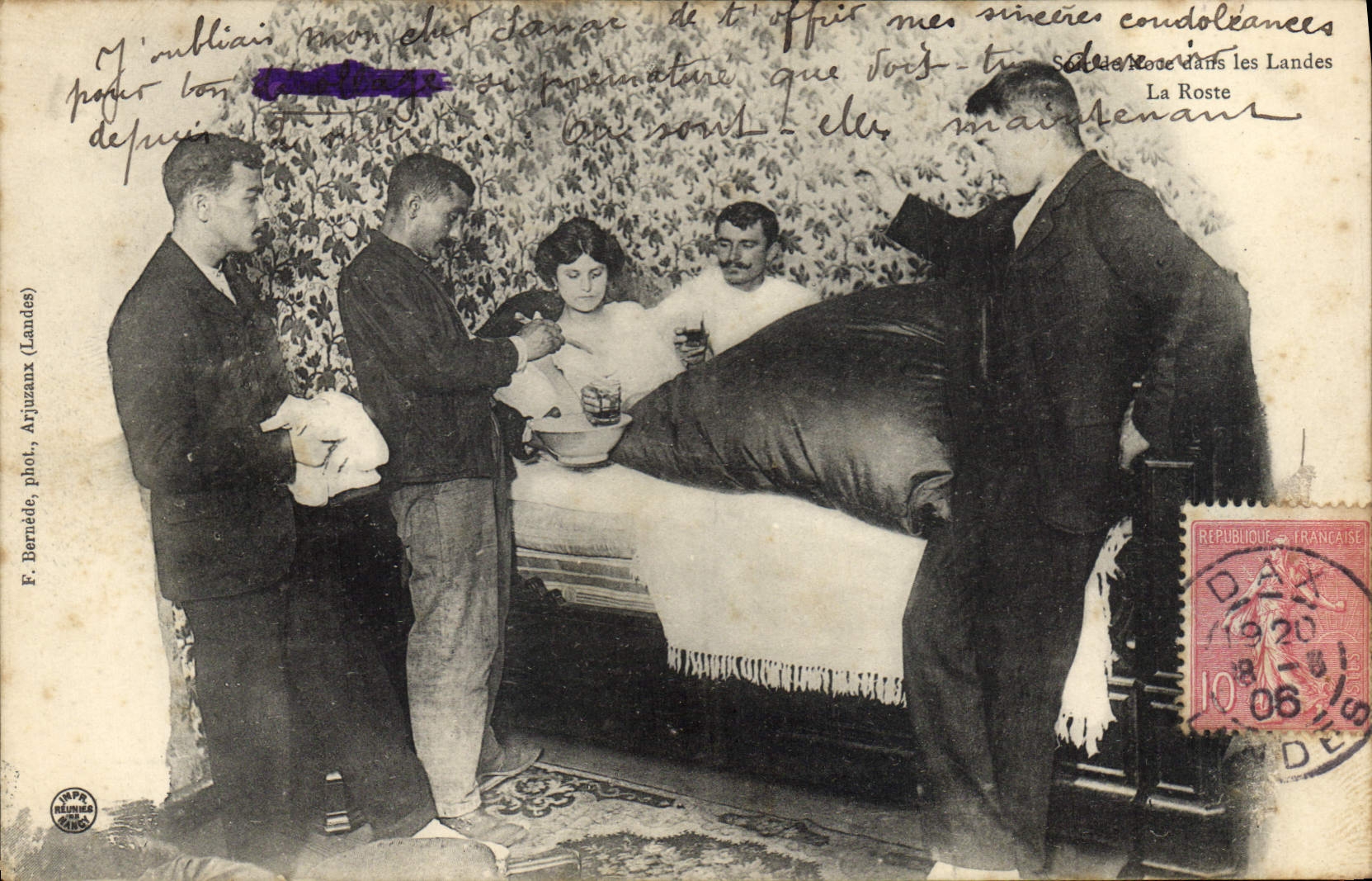 Postal Folclore Noche de boda en la Landas la Rosa matrimonio CUMBRE