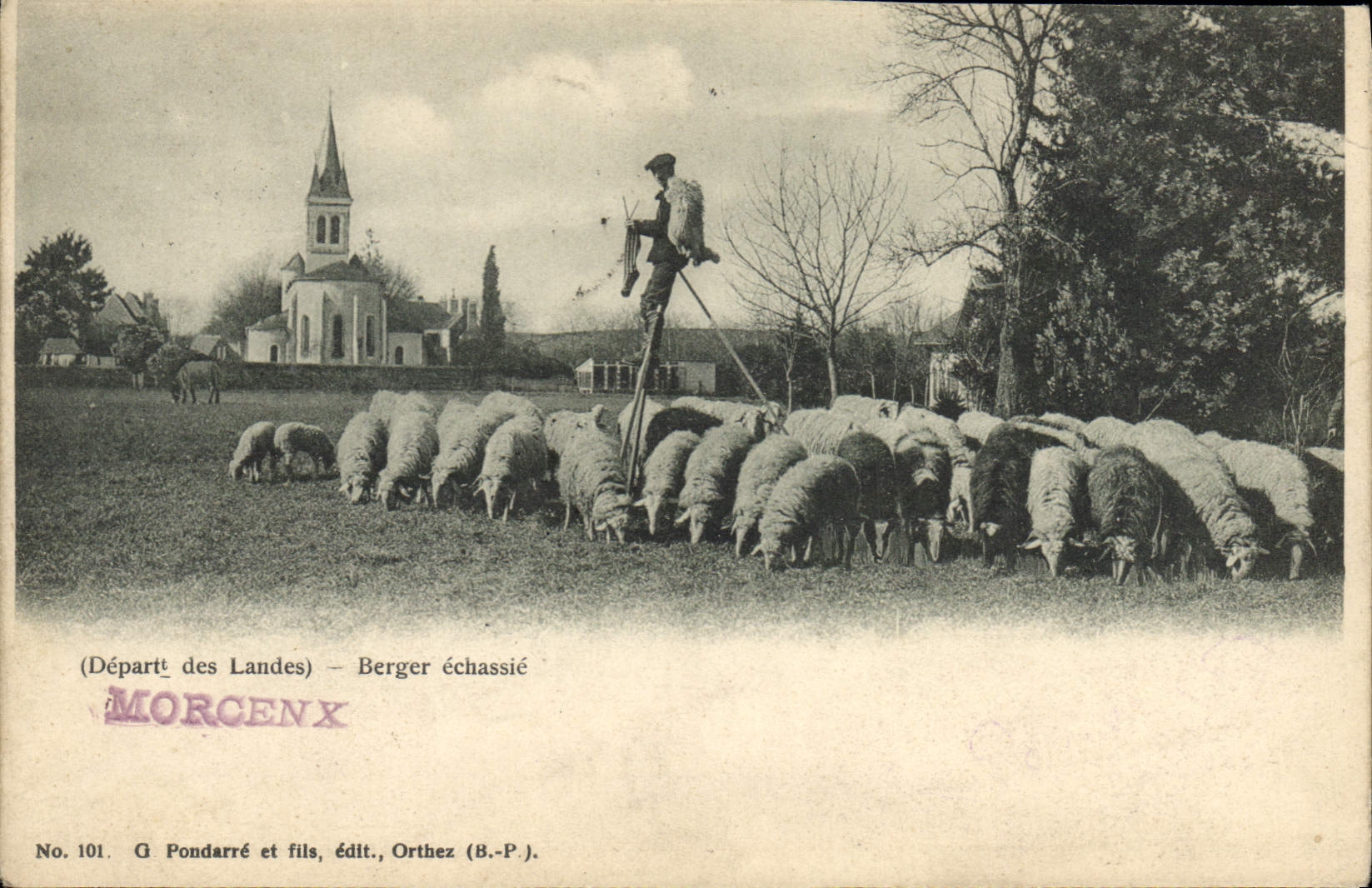 CPA Folklore Landes Berger echassie Moutons
