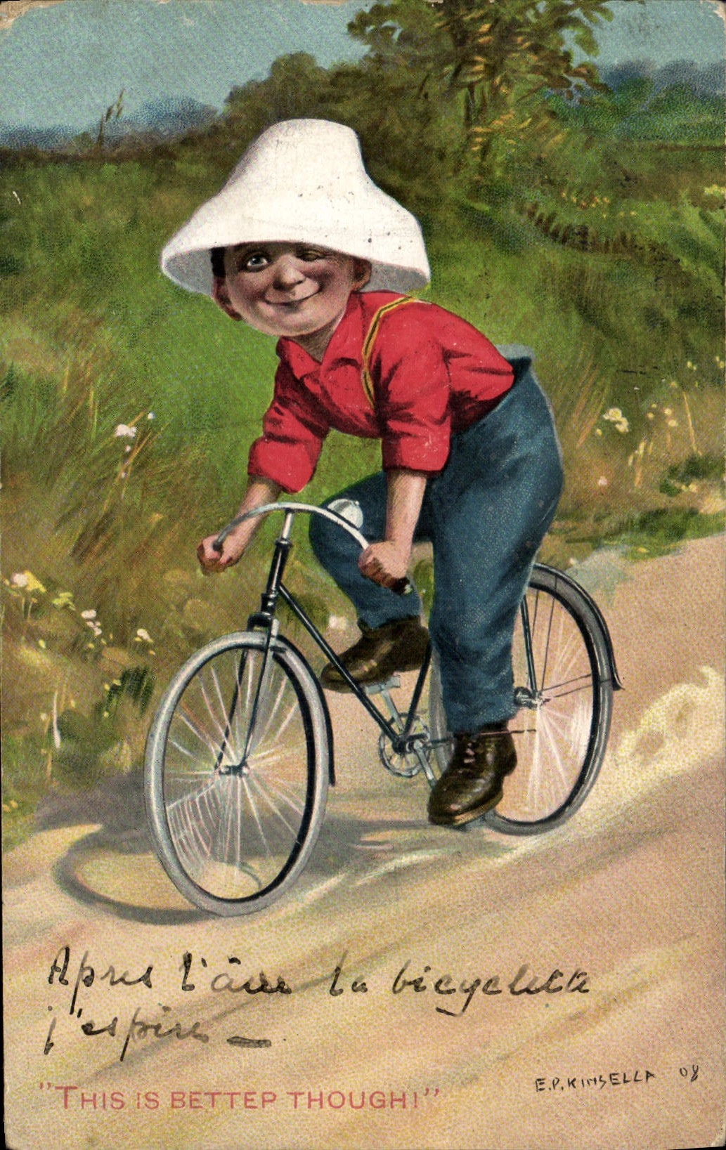 CPA Fantaisie Illustrateur Enfant Velo Cycle