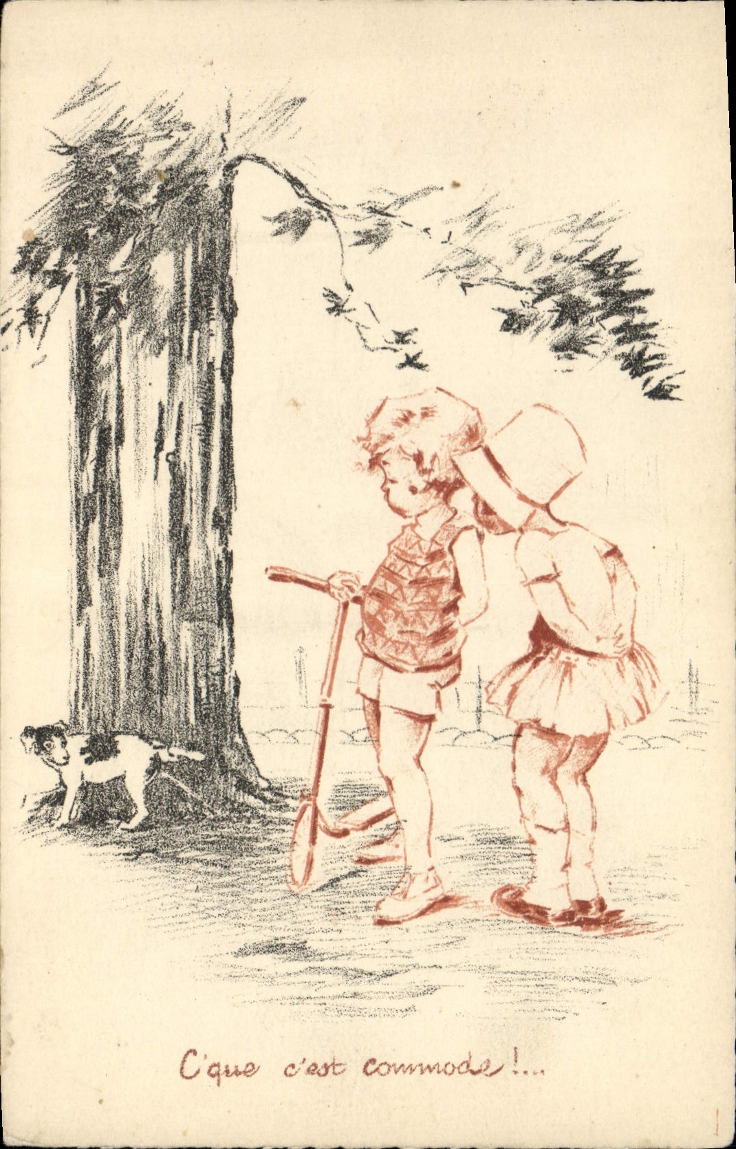 CPA Fantaisie Illustrateur Enfants c'que c'est commode ! Chien