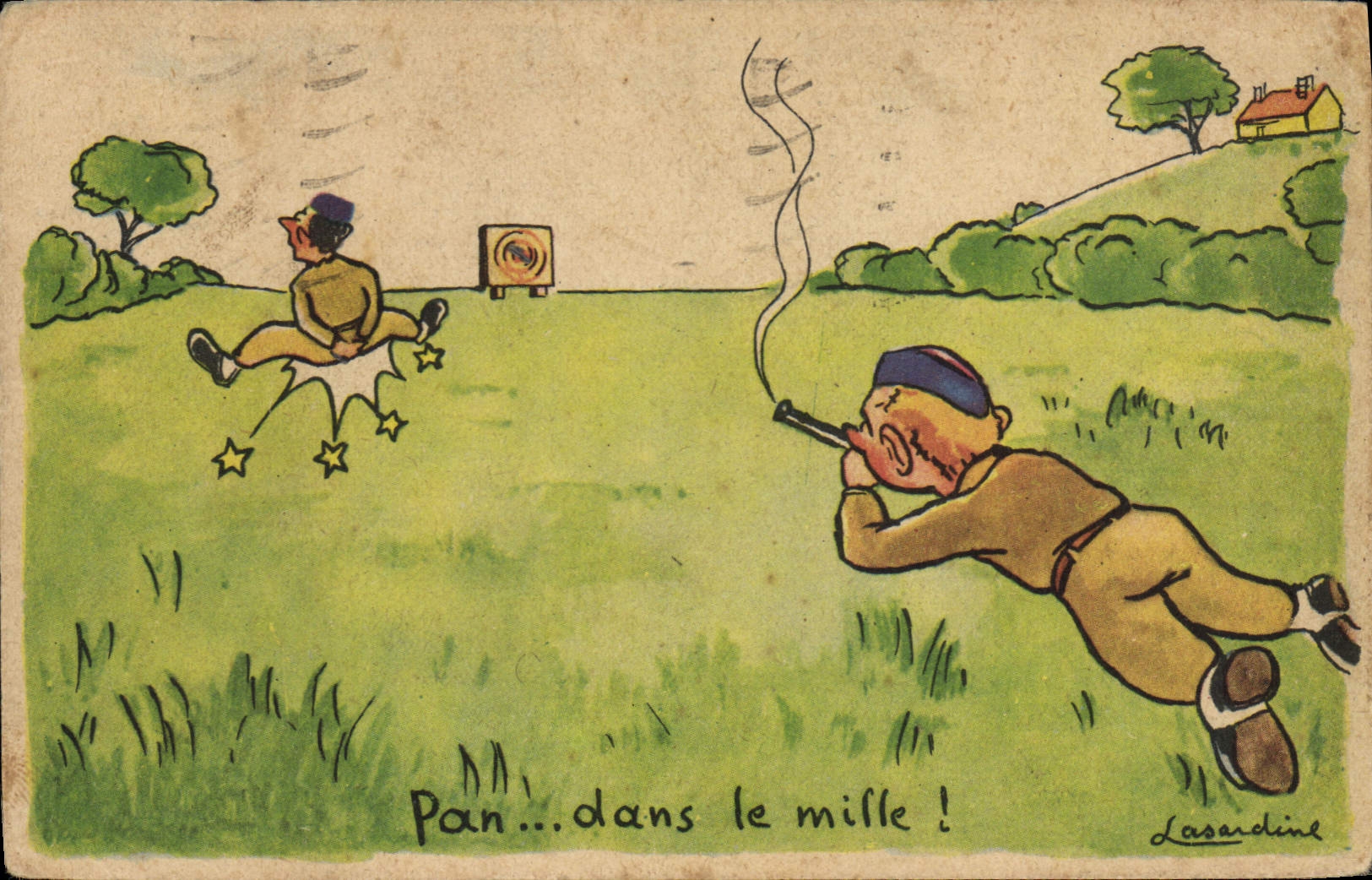 CPA Fantaisie Illustrateur Enfants Pan dans le mille 