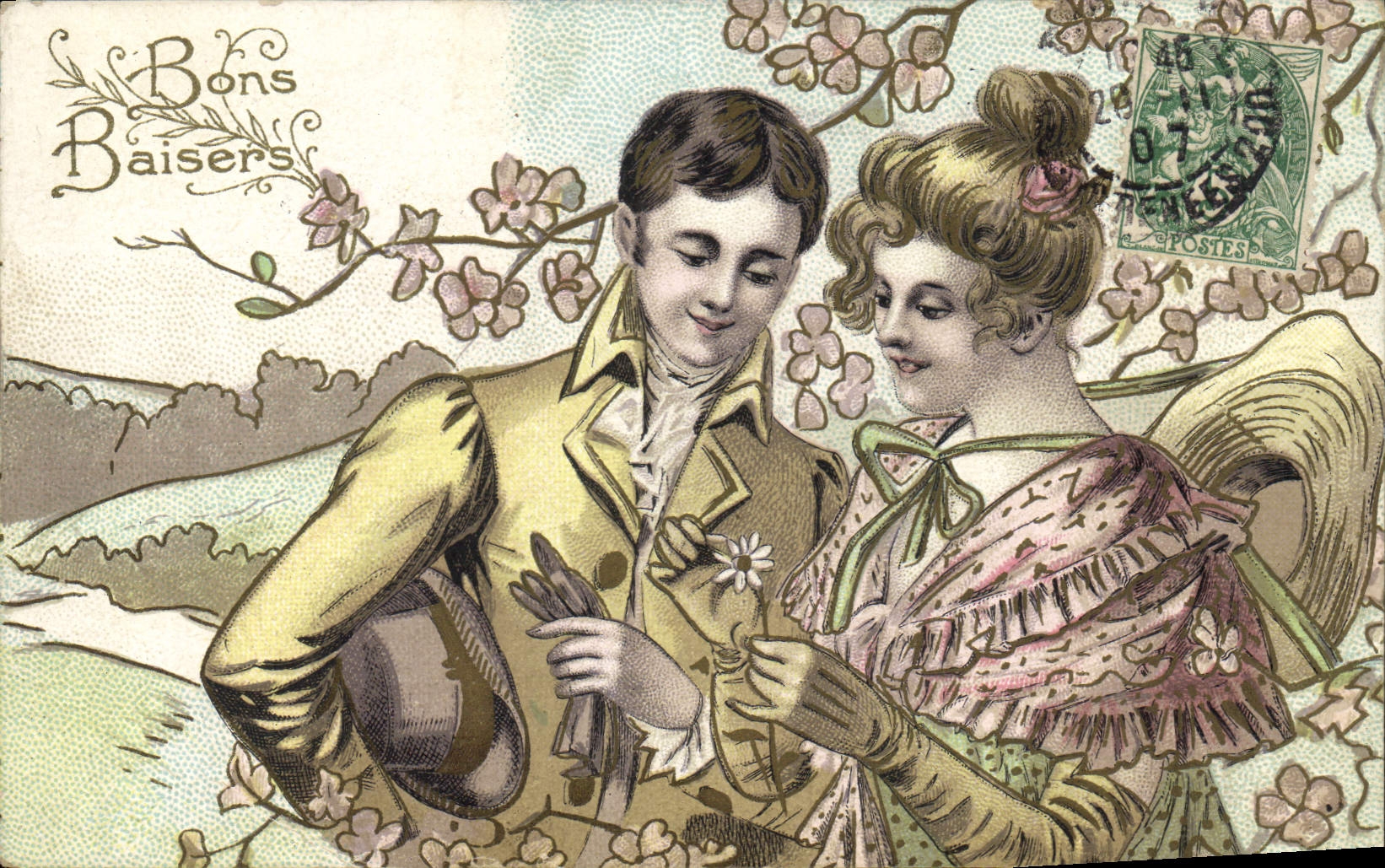 CPA Fantaisie Illustrateur Femme Bons baisers