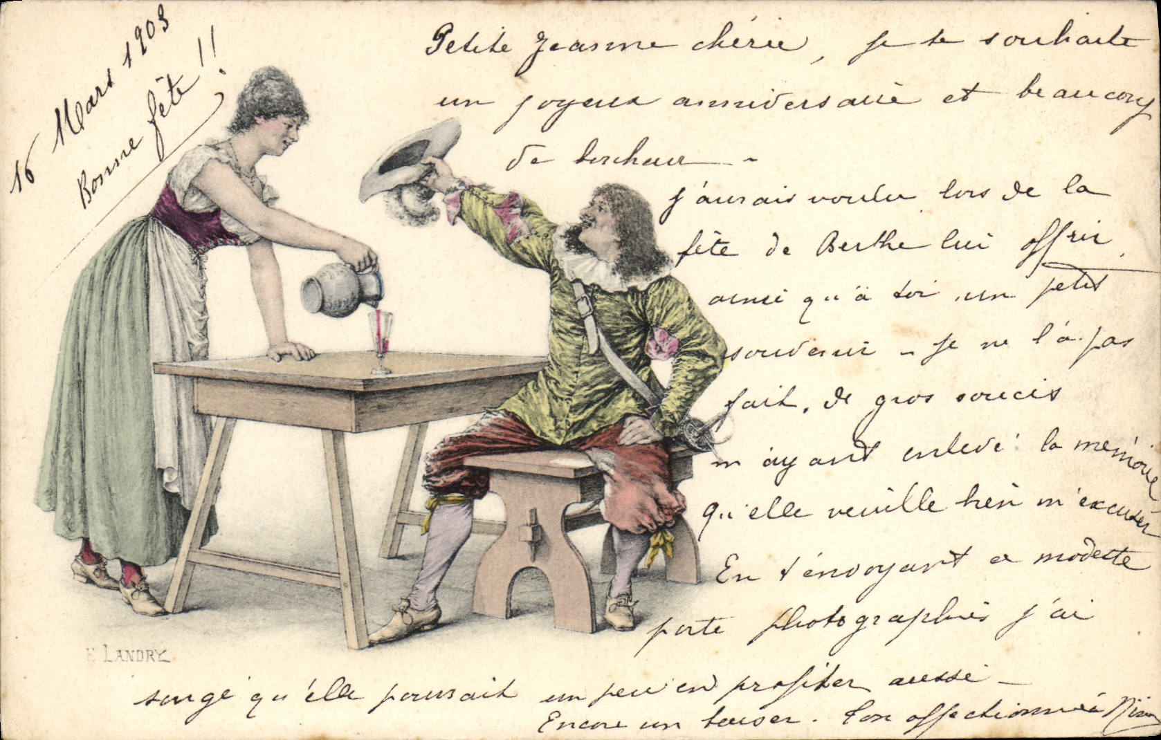 CPA Fantaisie Illustrateur Femme Mousquetaire