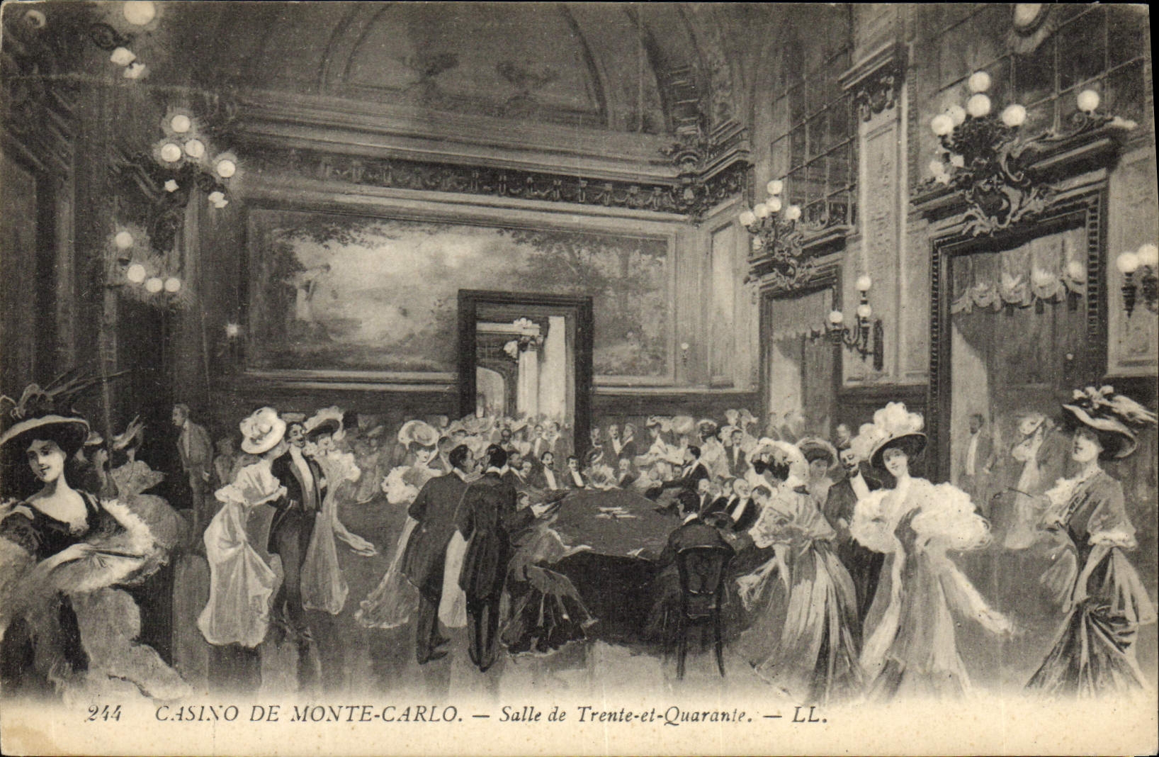 Vintage Postcard Casino of Monte Carlo Room of Thirty and Forty