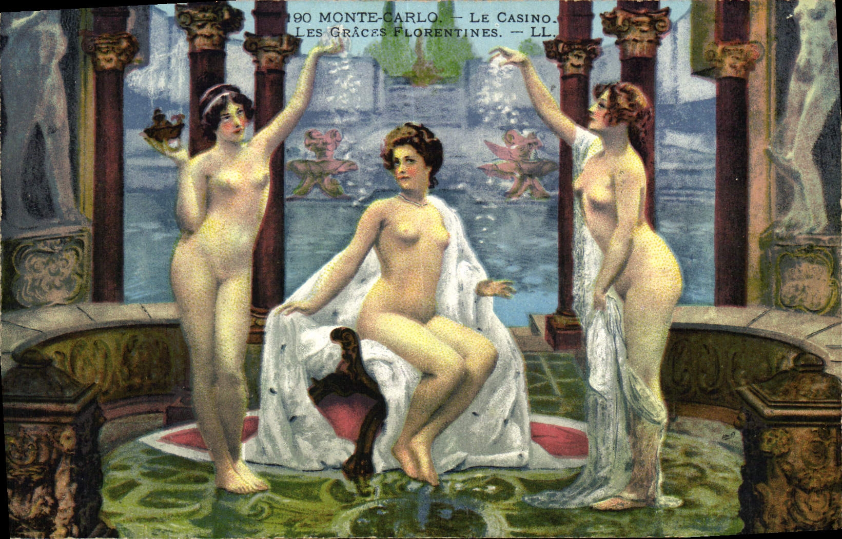 Vintage Postcard Casino of Monte Carlo lLes Florentines graces